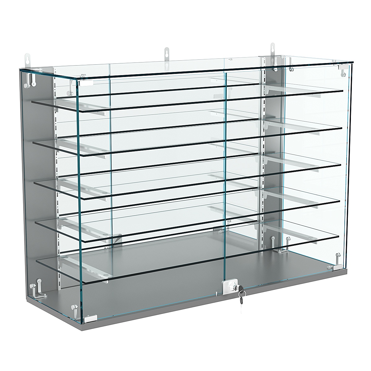 Витрина настенная НЕО №3-4 с зеркалом и пятью полками Темно-Серый