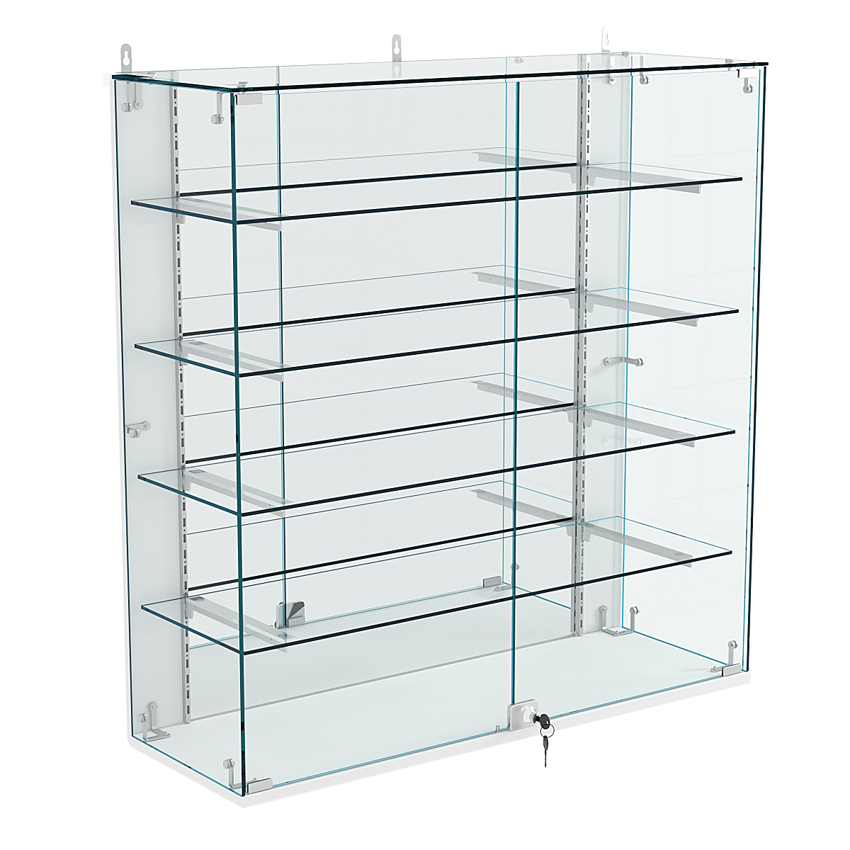 Витрина настенная НЕО №4-3 с зеркалом и четырьмя полками Серый