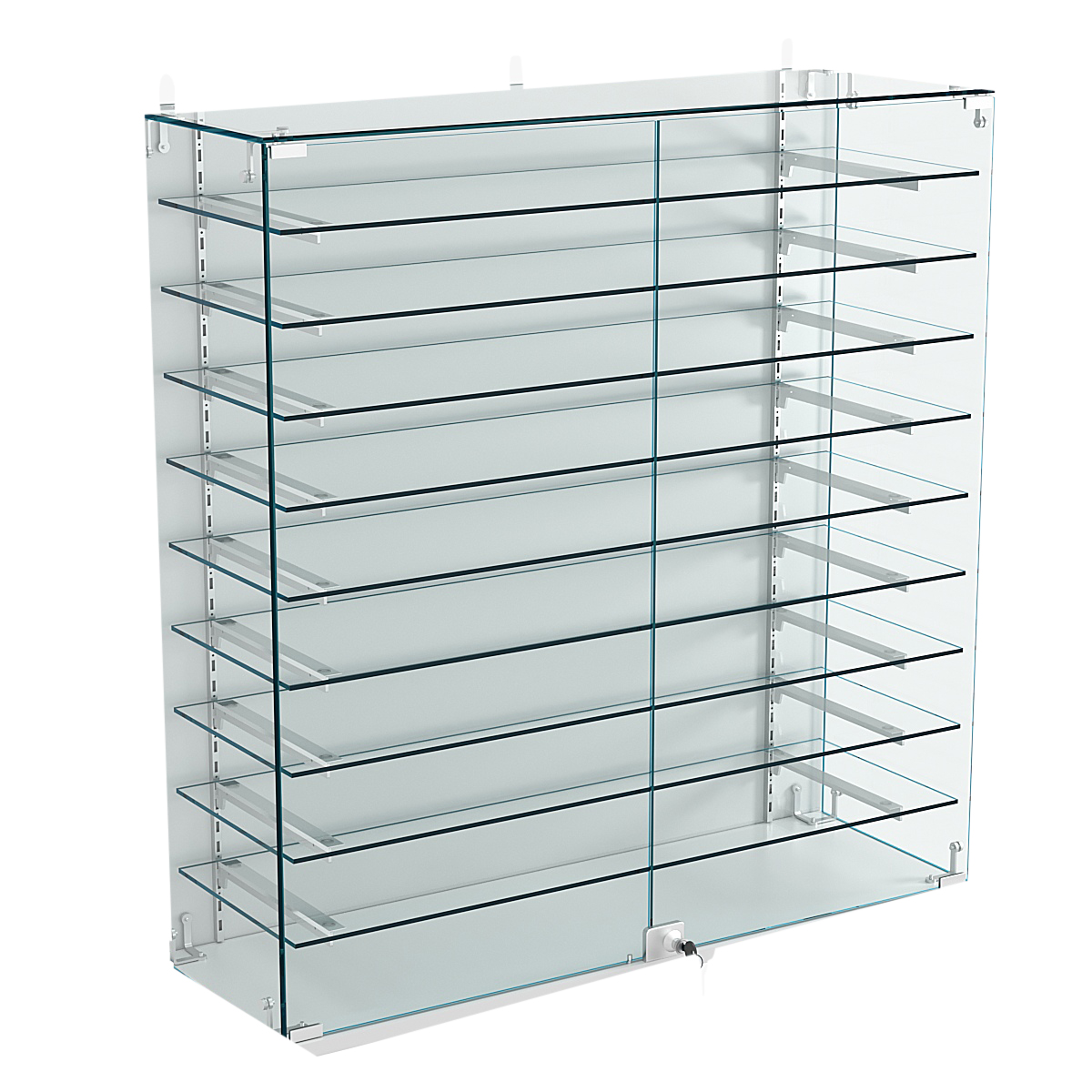 Витрина настенная НЕО №4-4 с зеркалом и девятью полками Серый