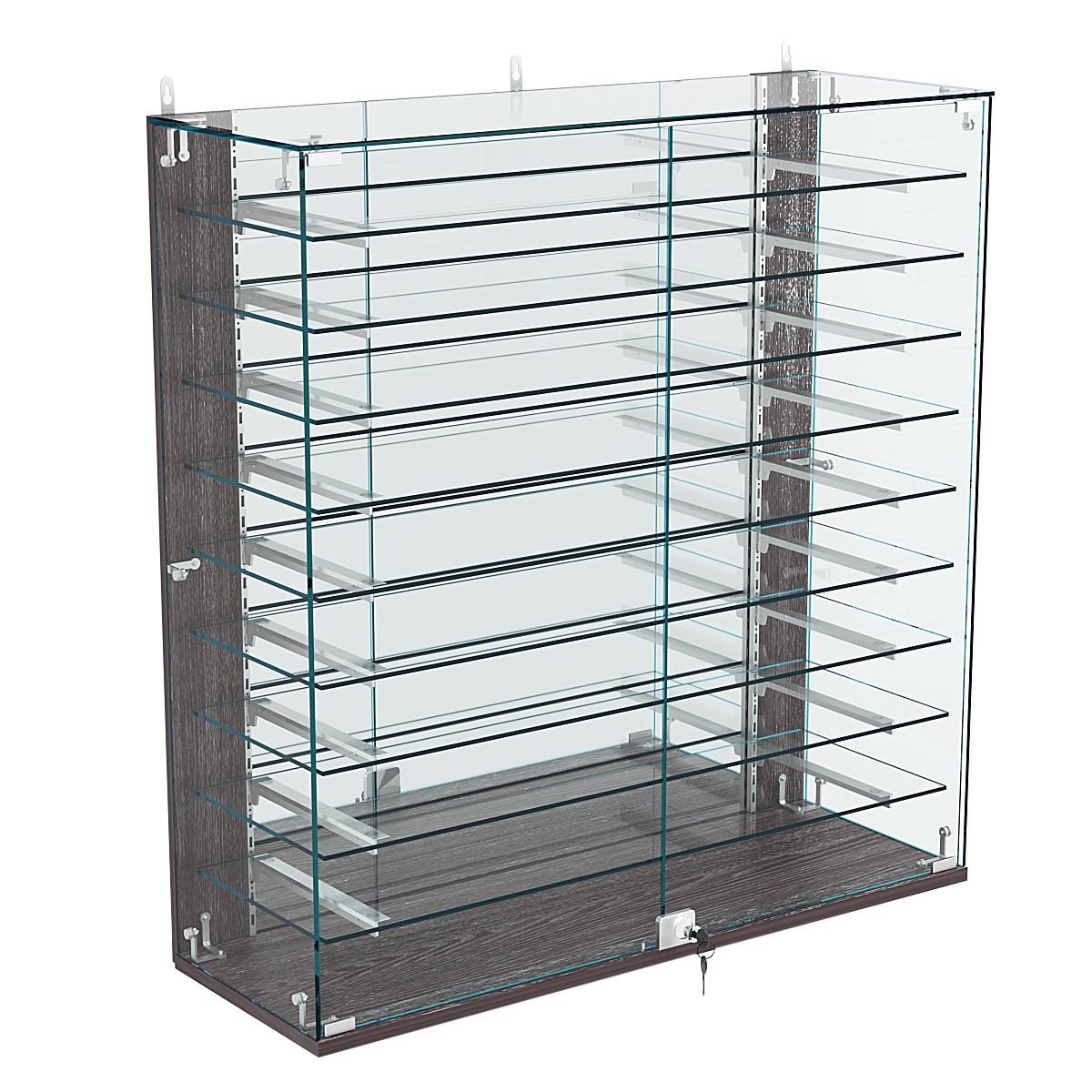 Витрина настенная НЕО №4-4 с зеркалом и девятью полками Ясень Анкор темный - U31105