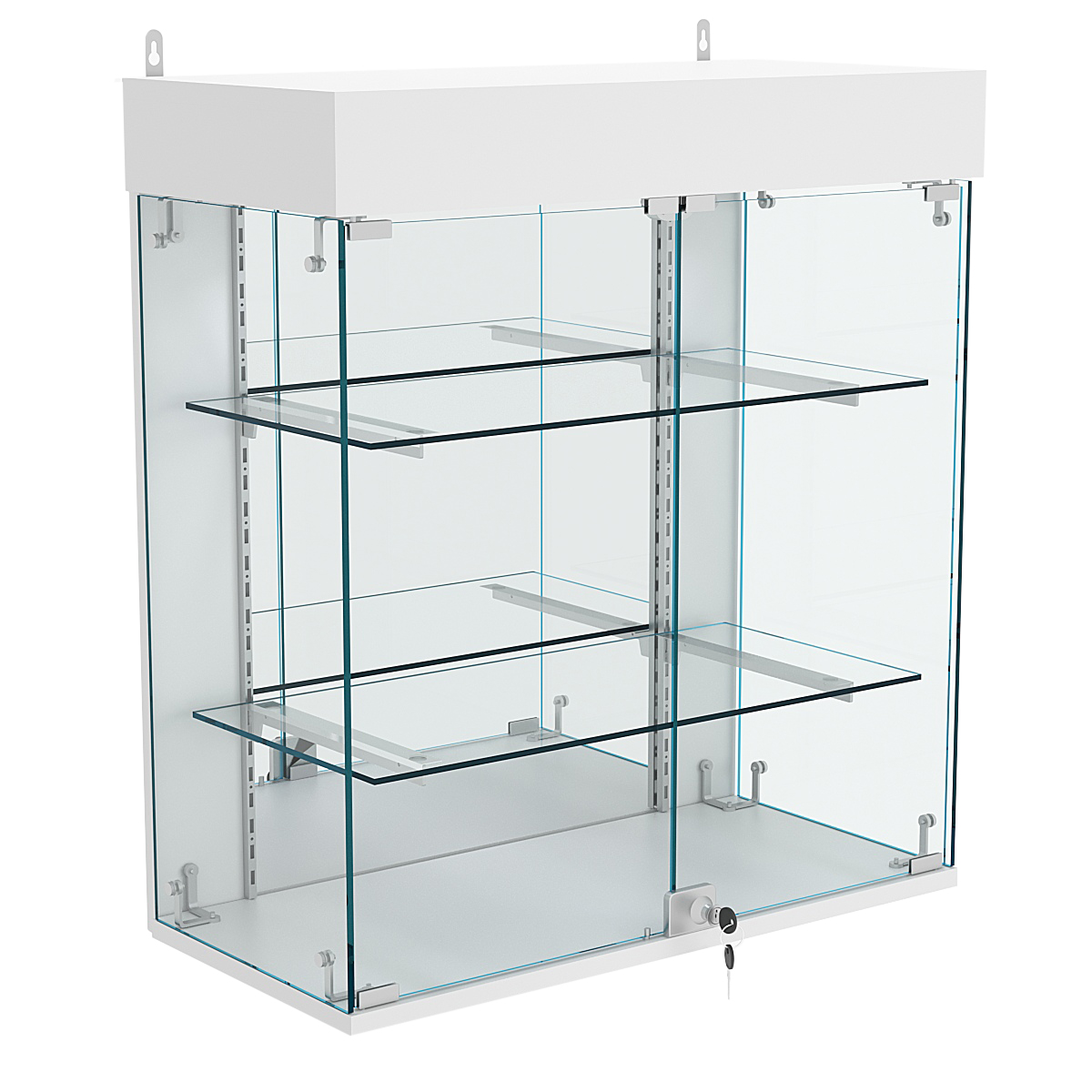 Витрина настенная НЕО №1А-3 с двумя полками и зеркалом Серый