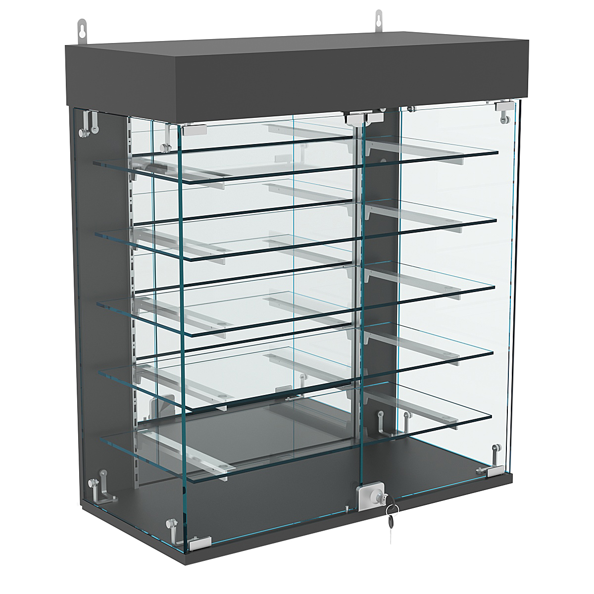 Витрина настенная НЕО №1А-4 с пятью полками и зеркалом Черный