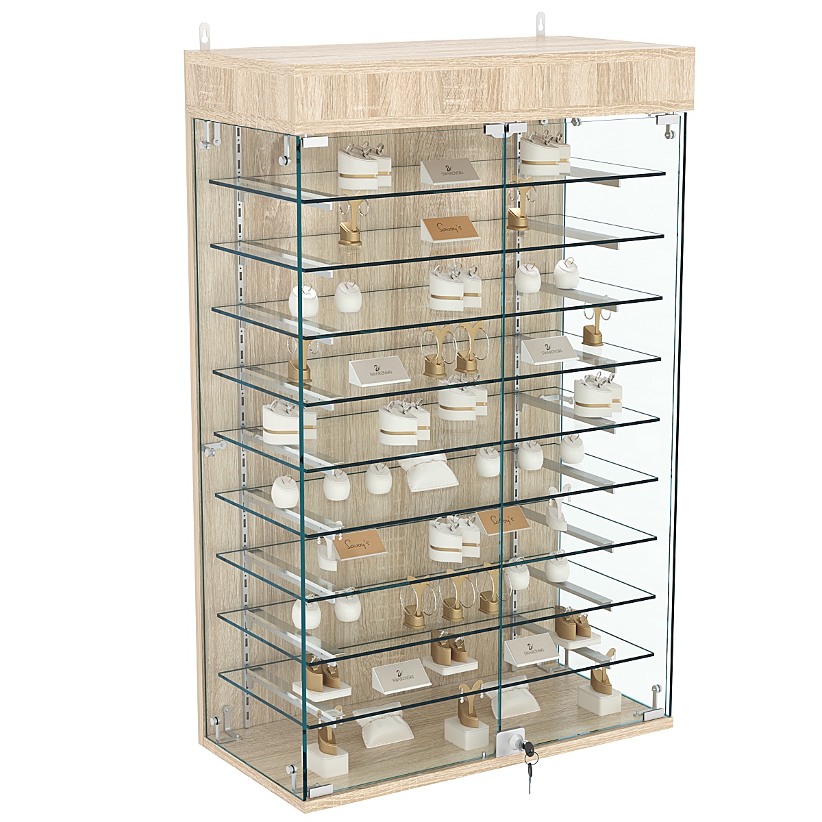 Витрина настенная НЕО №2А-2 с девятью полками Дуб сонома