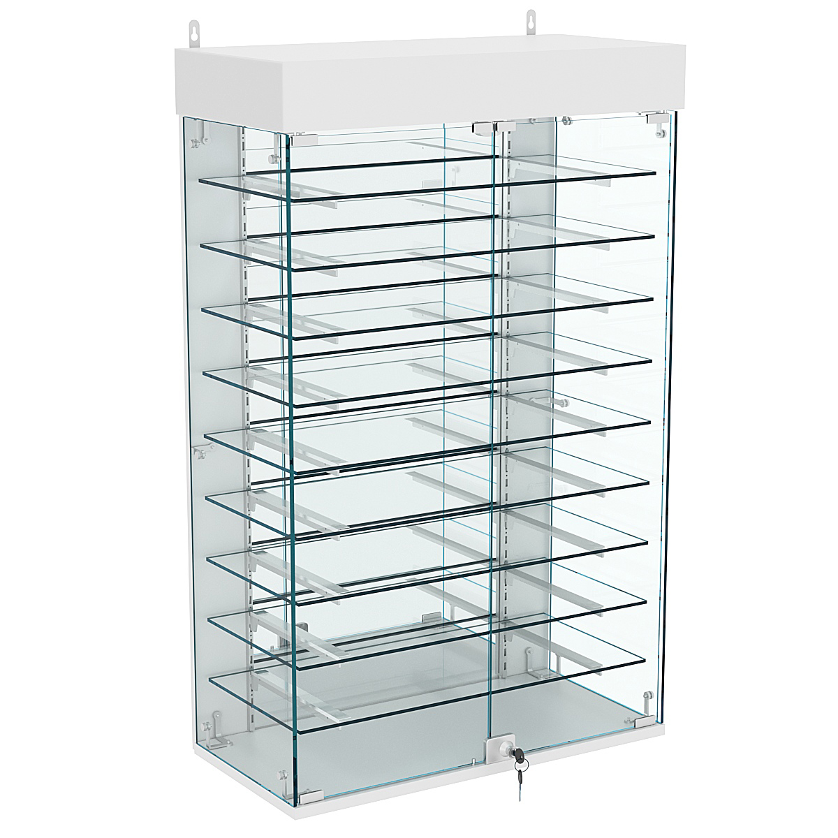 Витрина настенная НЕО №2А-4 с девятью полками и зеркалом Серый