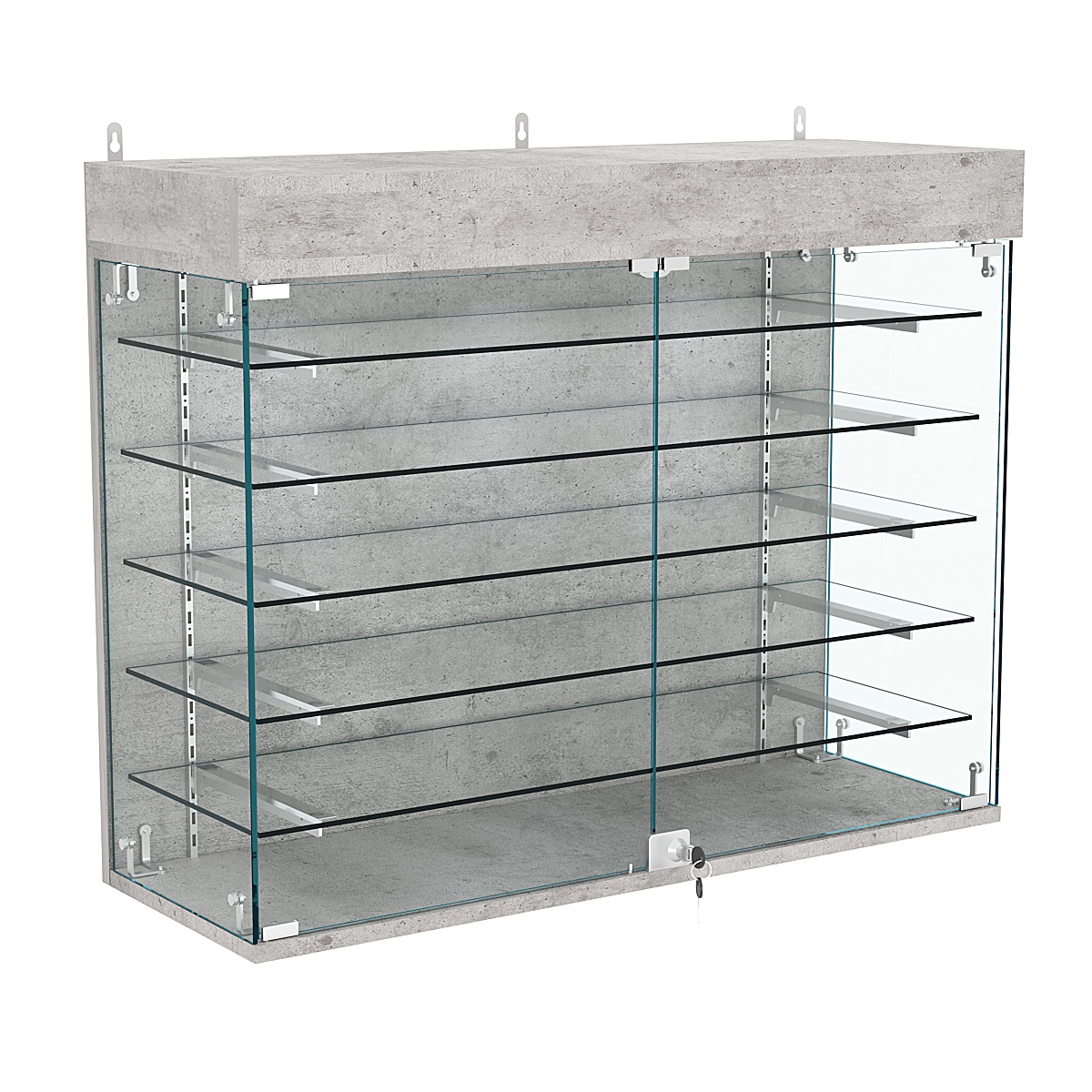Витрина настенная НЕО №3А-2 с пятью полками Бетон Чикаго светло-серый F186 ST9