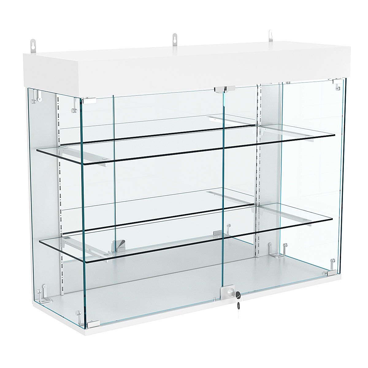 Витрина настенная НЕО №3А-3 с двумя полками и зеркалом Серый