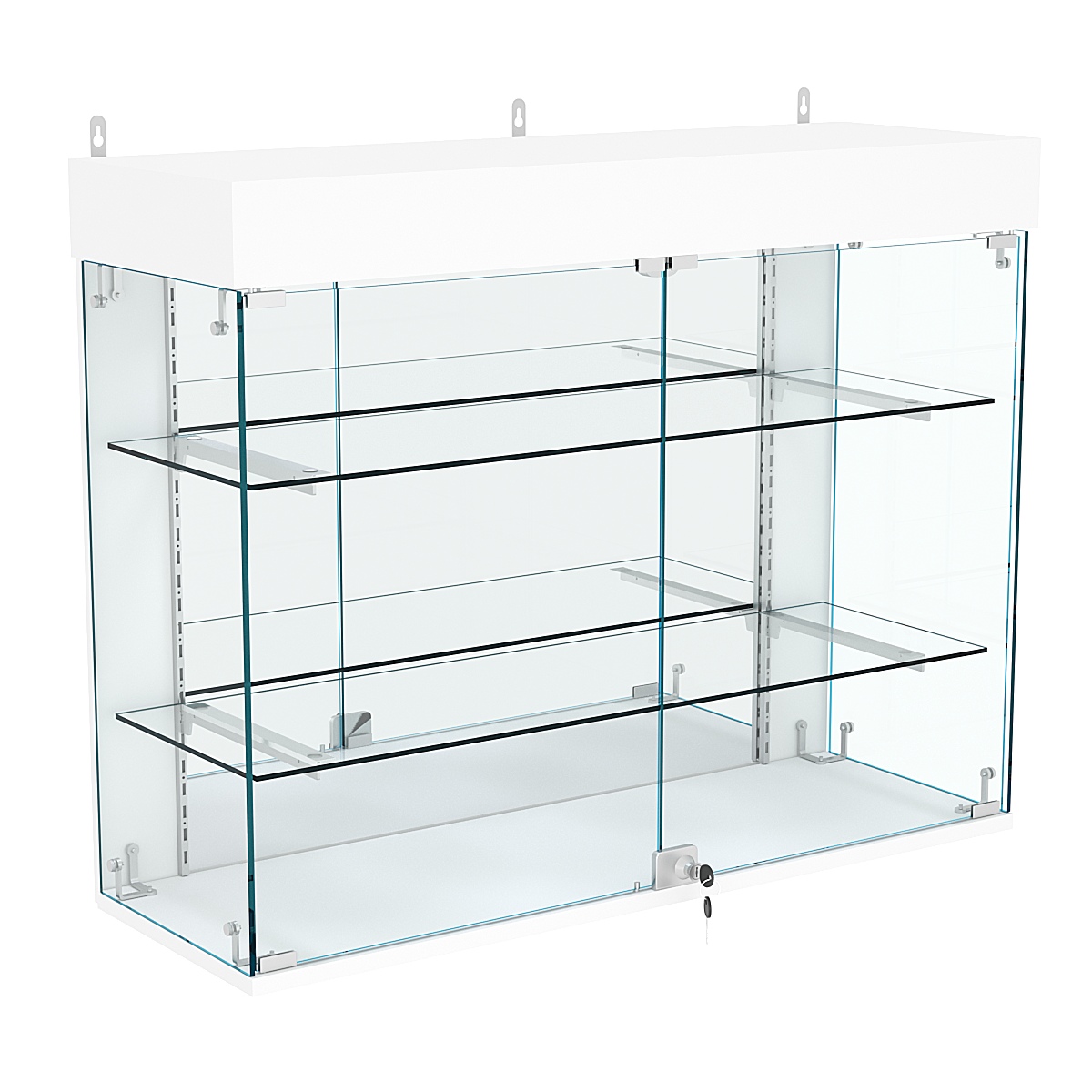 Витрина настенная НЕО №3А-3 с двумя полками и зеркалом Белый