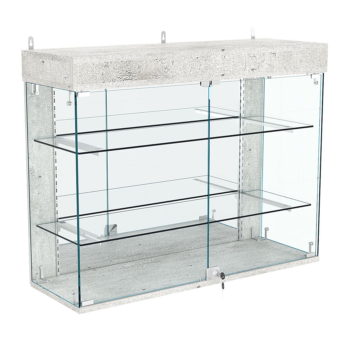 Витрина настенная НЕО №3А-3 с двумя полками и зеркалом Метрополитан Грей