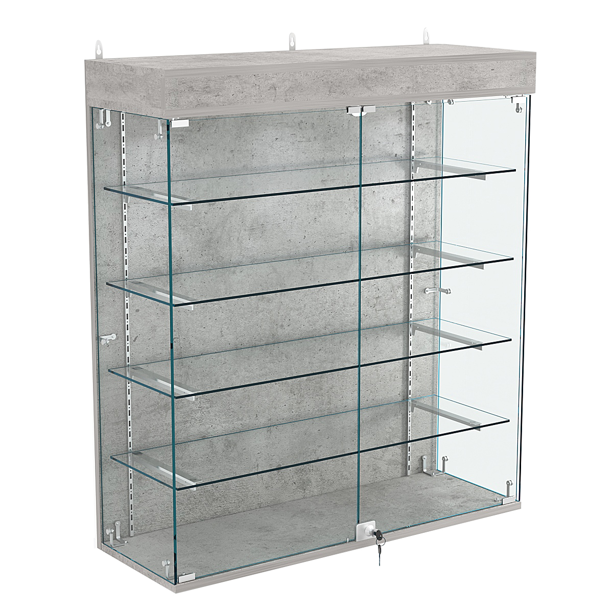 Витрина настенная НЕО №4А-1 с четырьмя полками Бетон Чикаго светло-серый F186 ST9