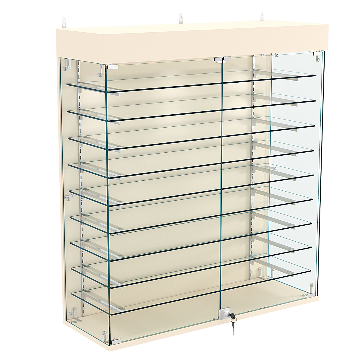 Витрина настенная НЕО №4А-2 с девятью полками Крем Вайс