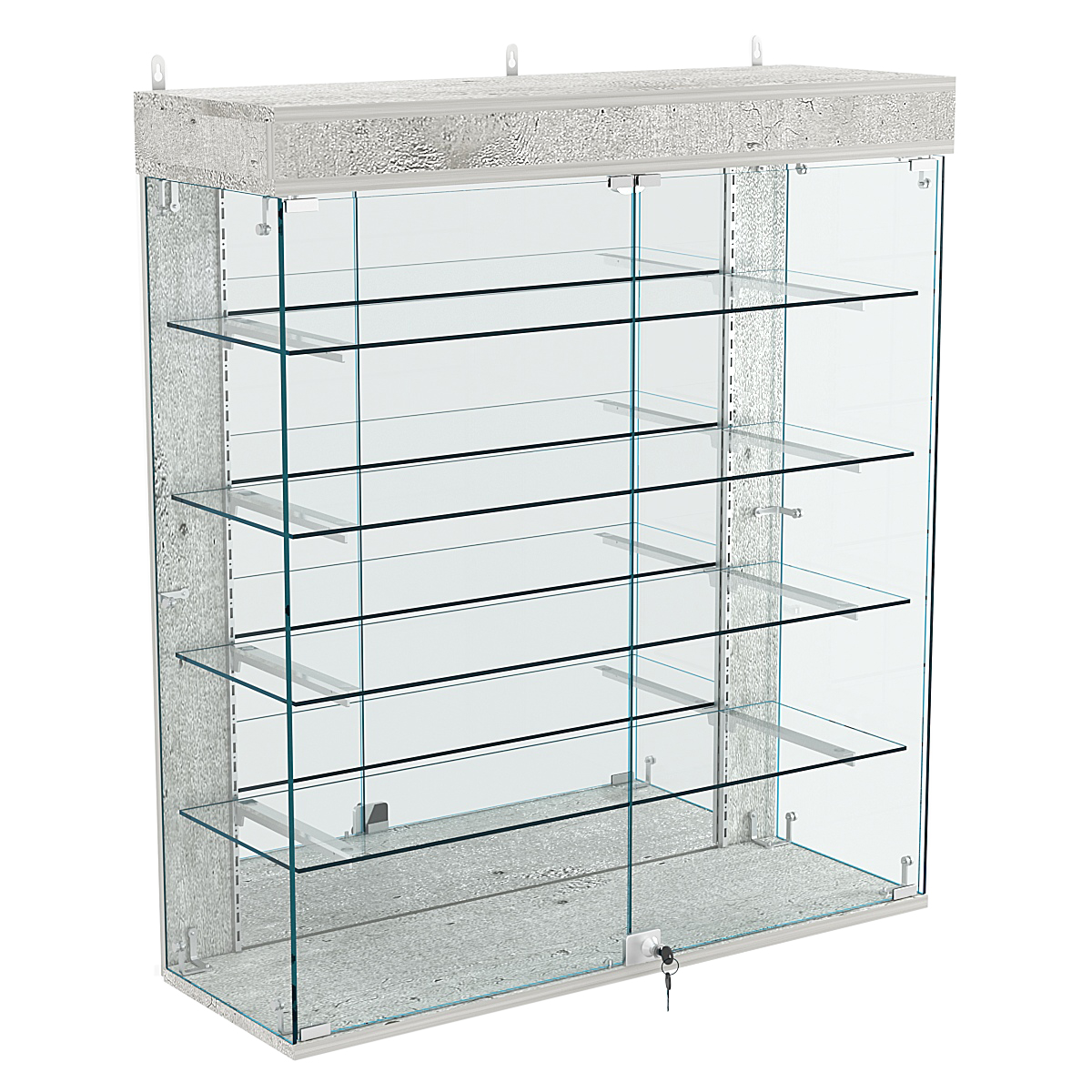 Витрина настенная НЕО №4А-3 с четырьмя полками и зеркалом  Метрополитан Грей