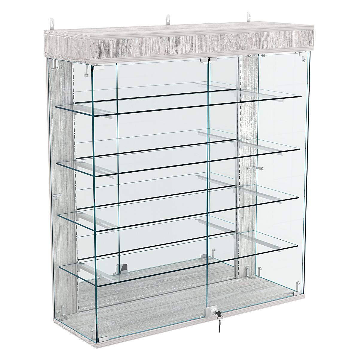 Витрина настенная НЕО №4А-3 с четырьмя полками и зеркалом  Ясень Анкор светлый - U31104