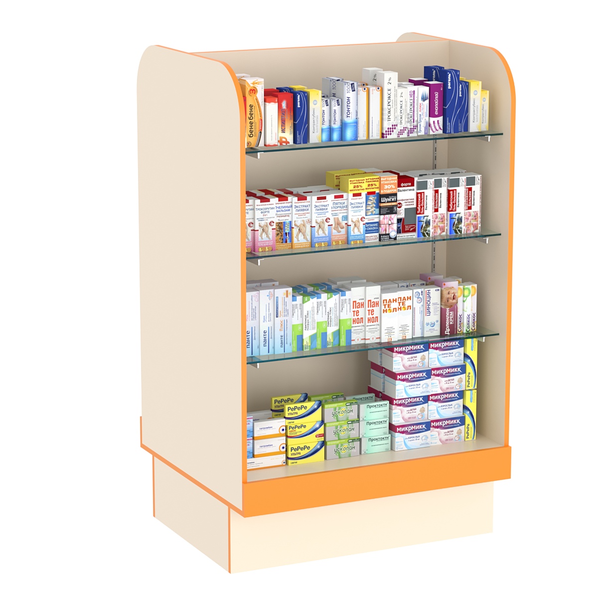 Модуль №1 островной системы ФАРМА Крем Вайс + Оранжевый