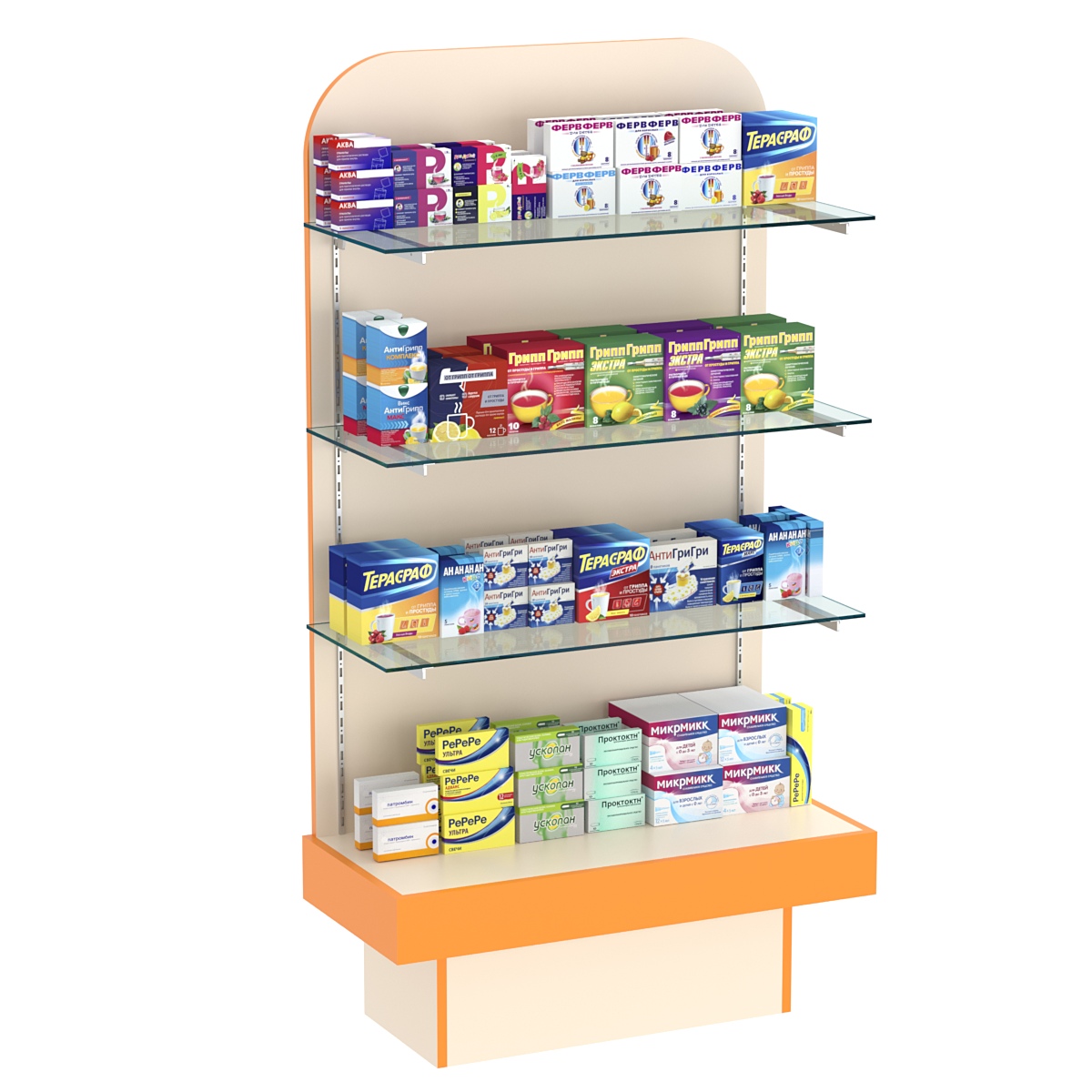 Модуль №2 островной системы ФАРМА Крем Вайс + Оранжевый