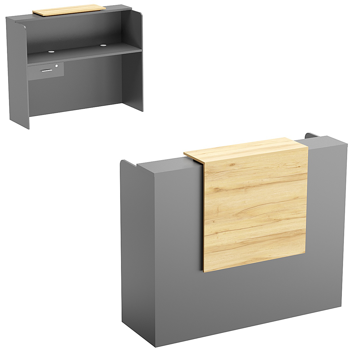 Ресепшен СОЛО №1Б левосторонний Темно-серый и Дуб Золотистый