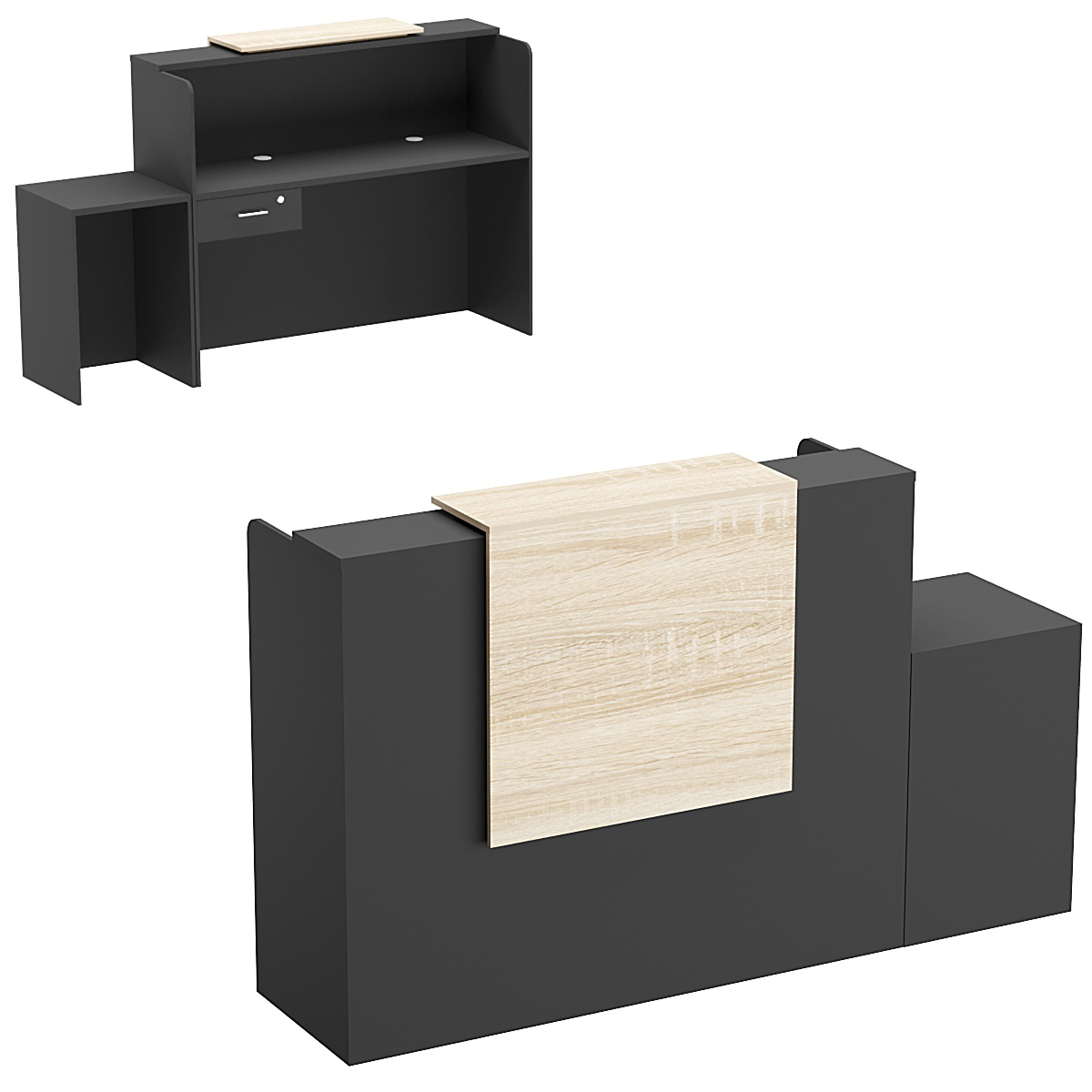 Ресепшен СОЛО №2Б левосторонний Черный + Дуб Сонома