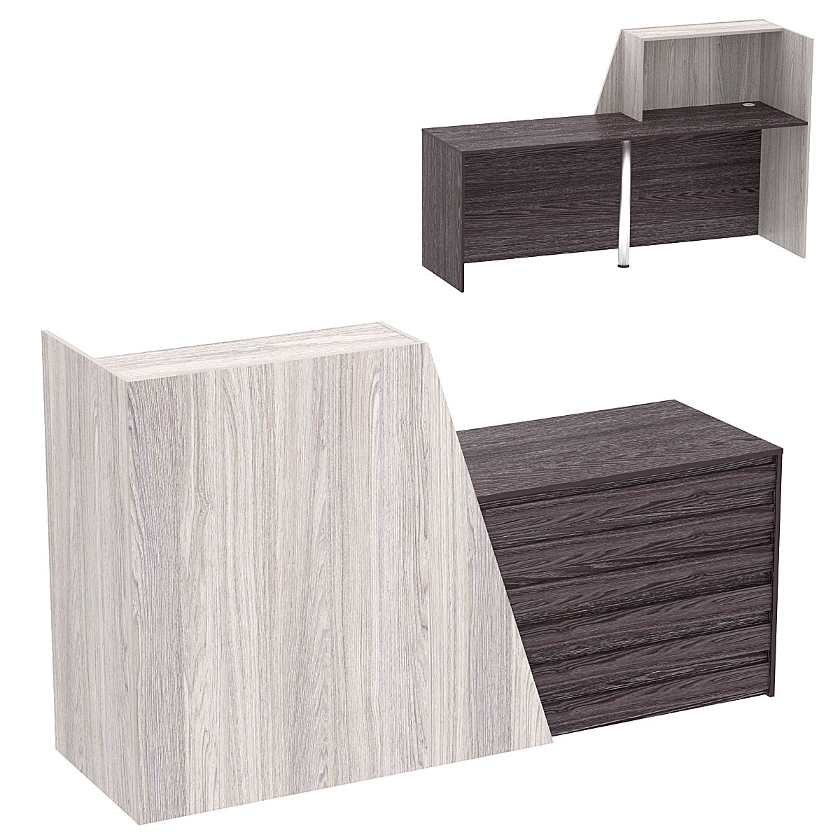 Стойка ресепшен ГРАУНД №1А правосторонняя Ясень Анкор светлый + Ясень Анкор темный