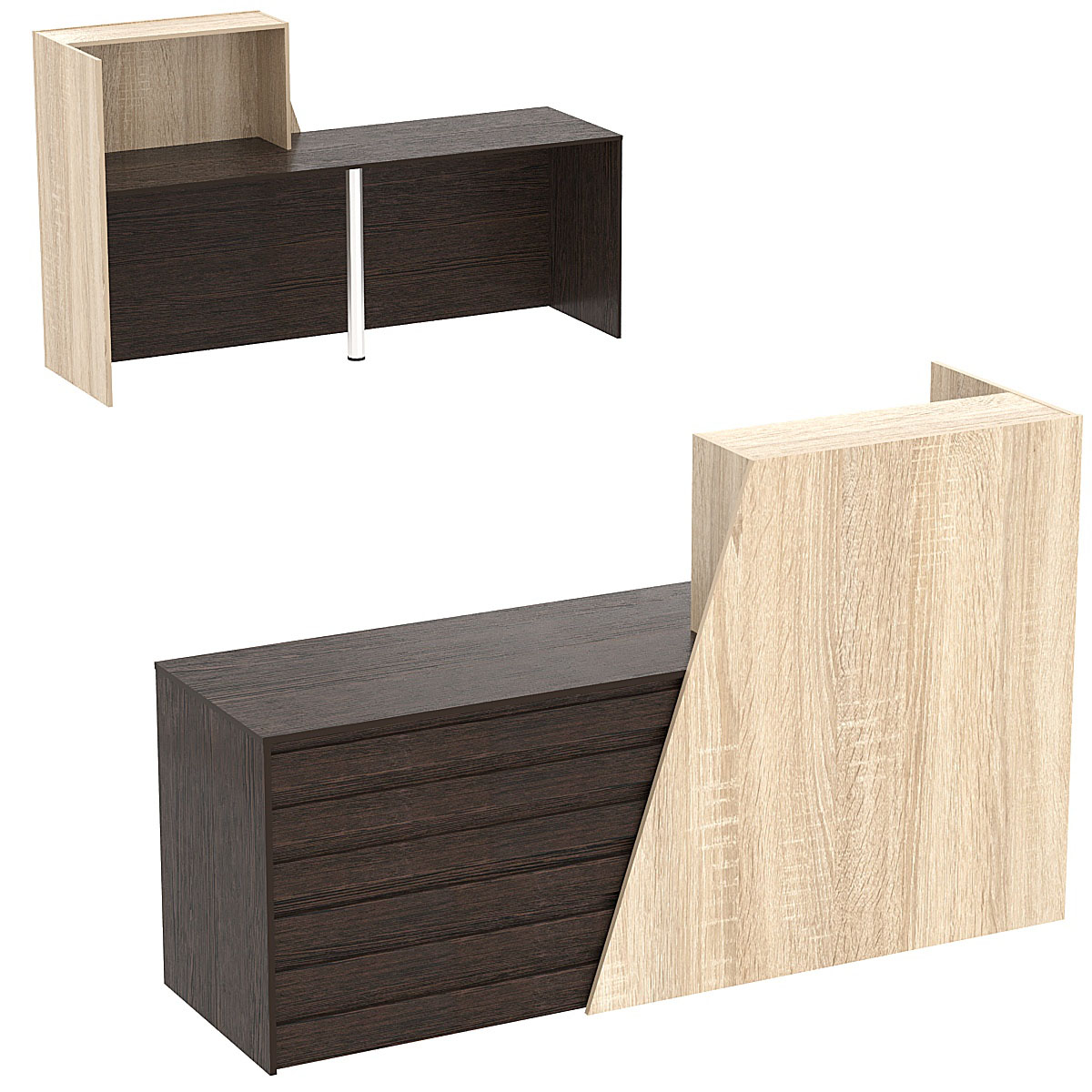 Стойка ресепшен ГРАУНД №1Б левосторонняя Дуб Сонома + Дуб Венге