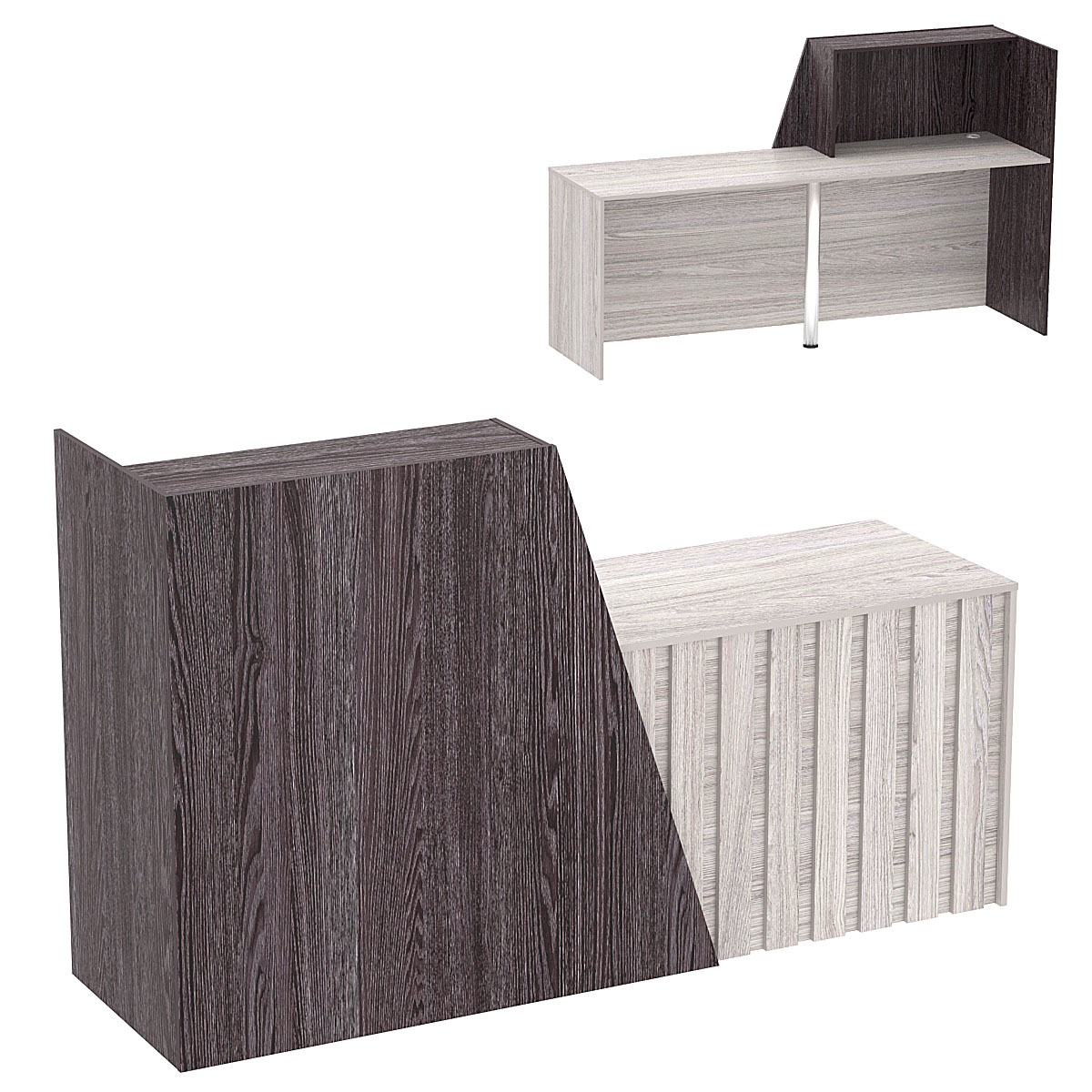 Стойка ресепшен ГРАУНД №2А правосторонняя Ясень Анкор темный + Ясень Анкор светлый