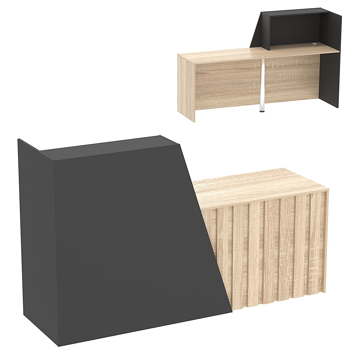 Стойка ресепшен ГРАУНД №2А правосторонняя Черный + Дуб Сонома