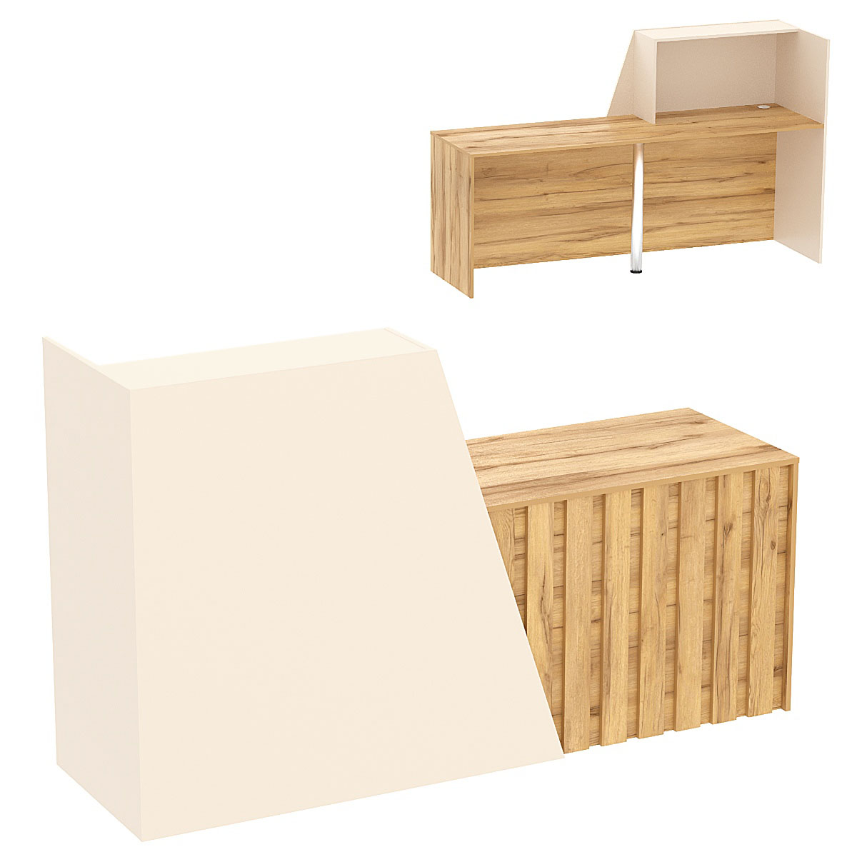 Стойка ресепшен ГРАУНД №2А правосторонняя Крем Вайс и Дуб Золотистый