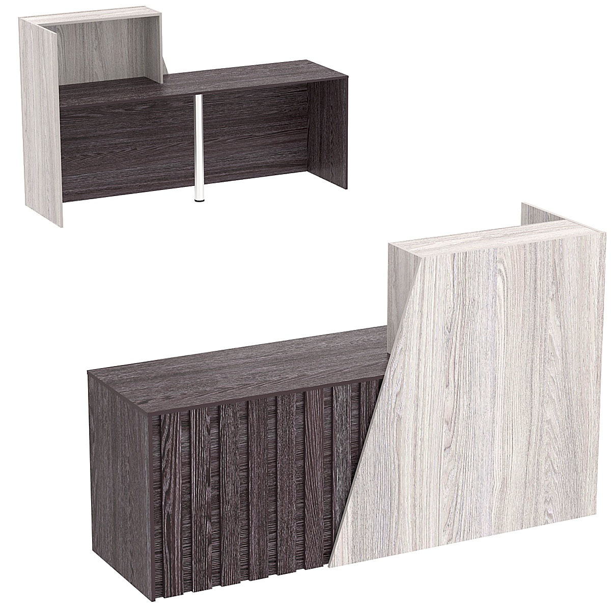 Стойка ресепшен ГРАУНД №2Б левосторонняя Ясень Анкор светлый + Ясень Анкор темный
