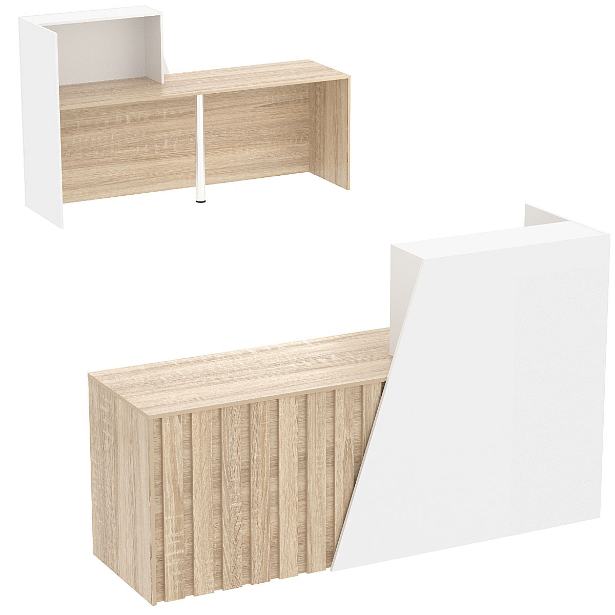 Стойка ресепшен ГРАУНД №2Б левосторонняя Белый + Дуб Сонома