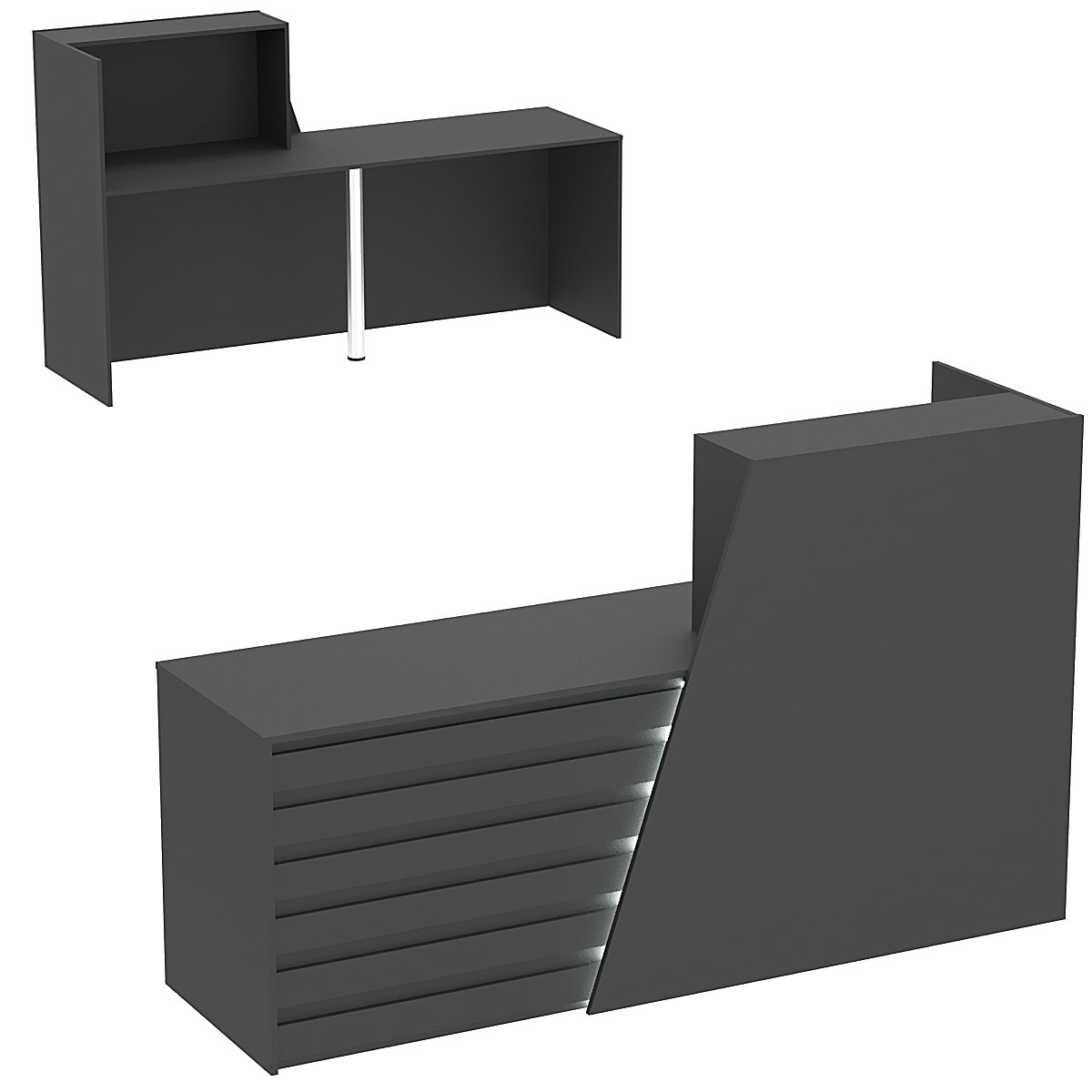 Стойка ресепшен ГРАУНД №1Б левосторонняя с подсветкой фасада Черный