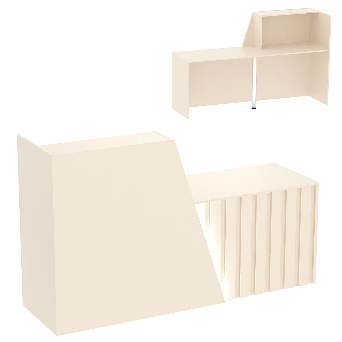 Стойка ресепшен ГРАУНД №2А правосторонняя с подсветкой фасада Крем Вайс