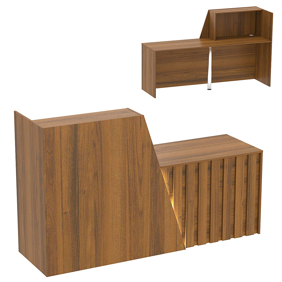 Стойка ресепшен ГРАУНД №2А правосторонняя с подсветкой фасада Орех