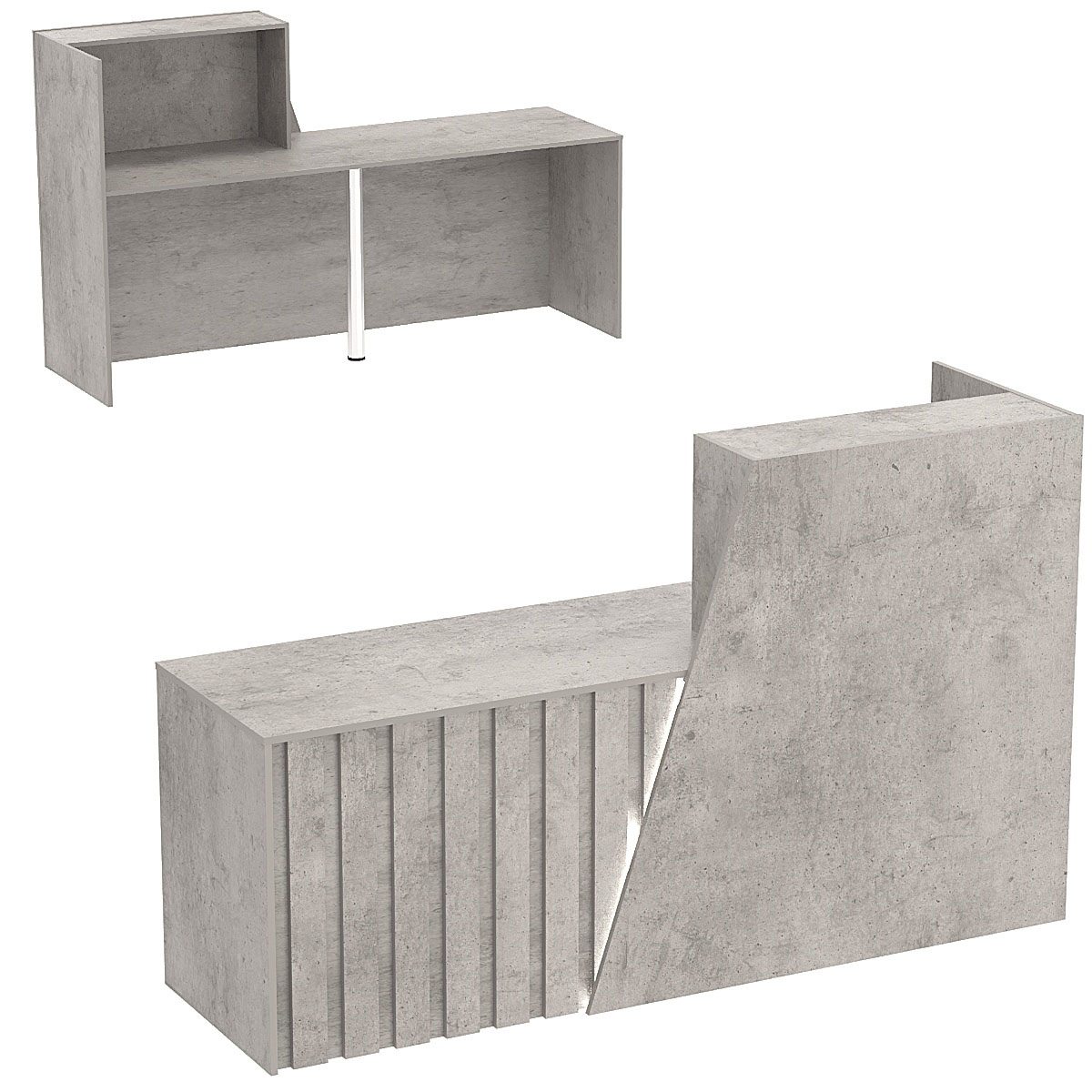 Стойка ресепшен ГРАУНД №2Б левосторонняя с подсветкой фасада Бетон Чикаго светло-серый F186 ST9