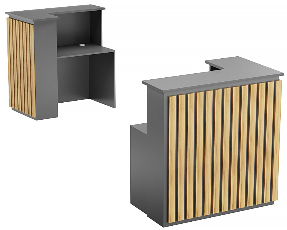 Стойка ресепшен ГРАУНД №3А (правосторонняя) Дуб Золотистый и Темно-Серый
