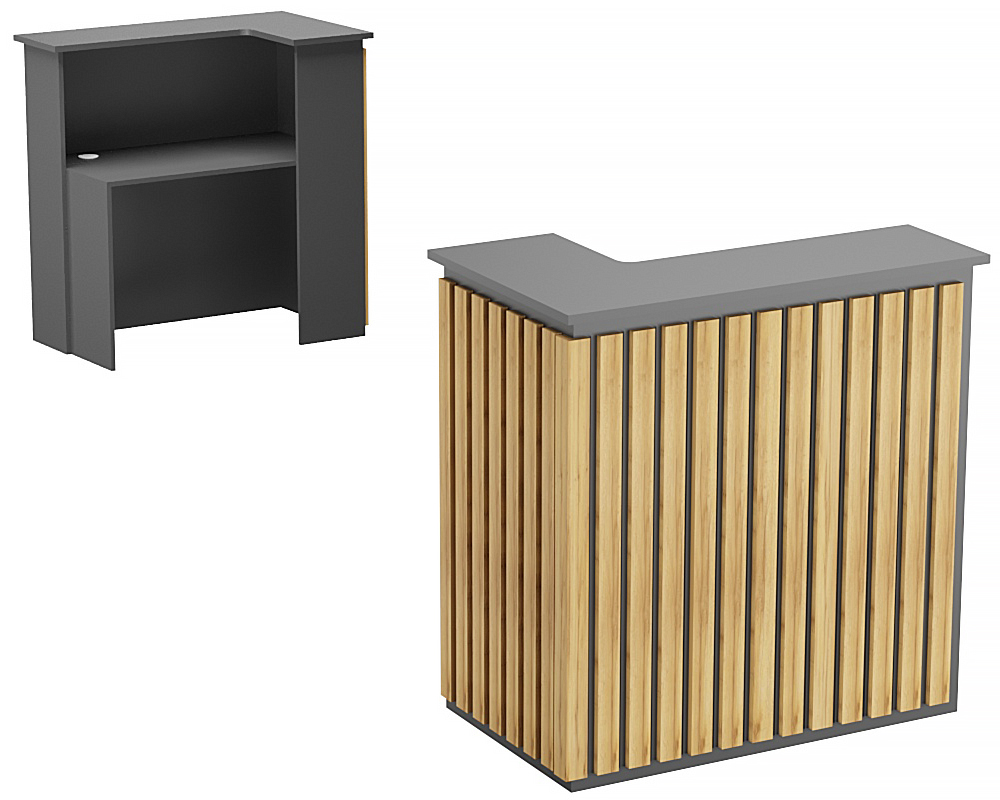 Стойка ресепшен ГРАУНД №3Б  (левосторонняя) Дуб Золотистый и Темно-Серый