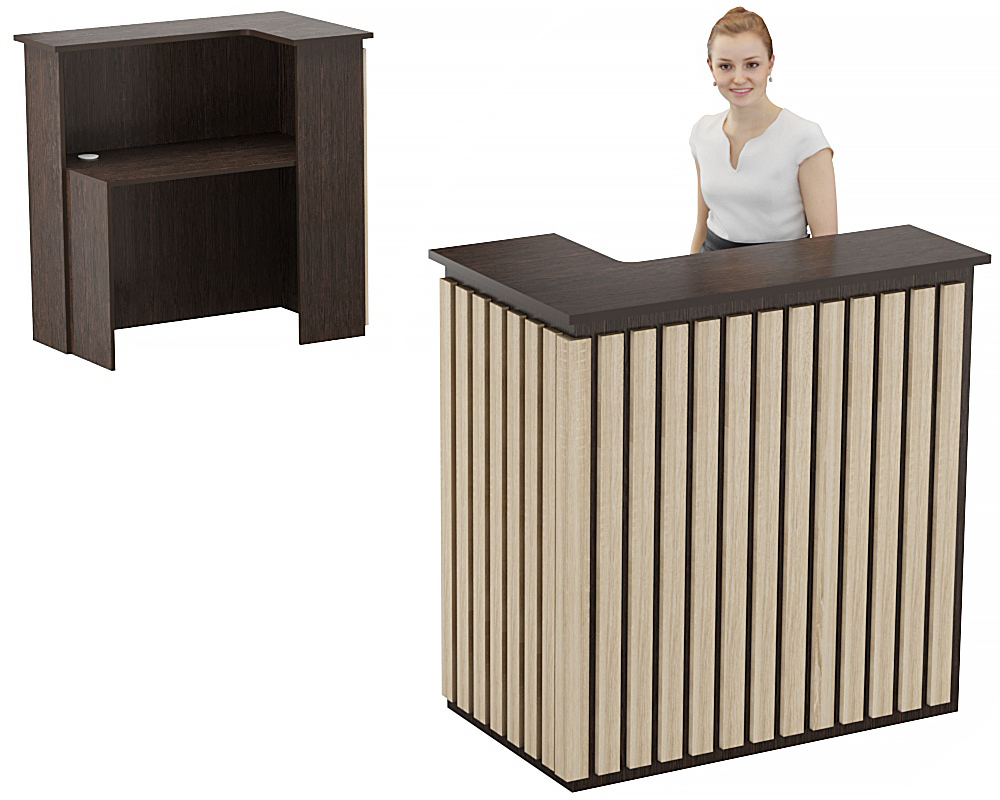 Стойка ресепшен ГРАУНД №3Б  (левосторонняя) Дуб Венге и Дуб Сонома