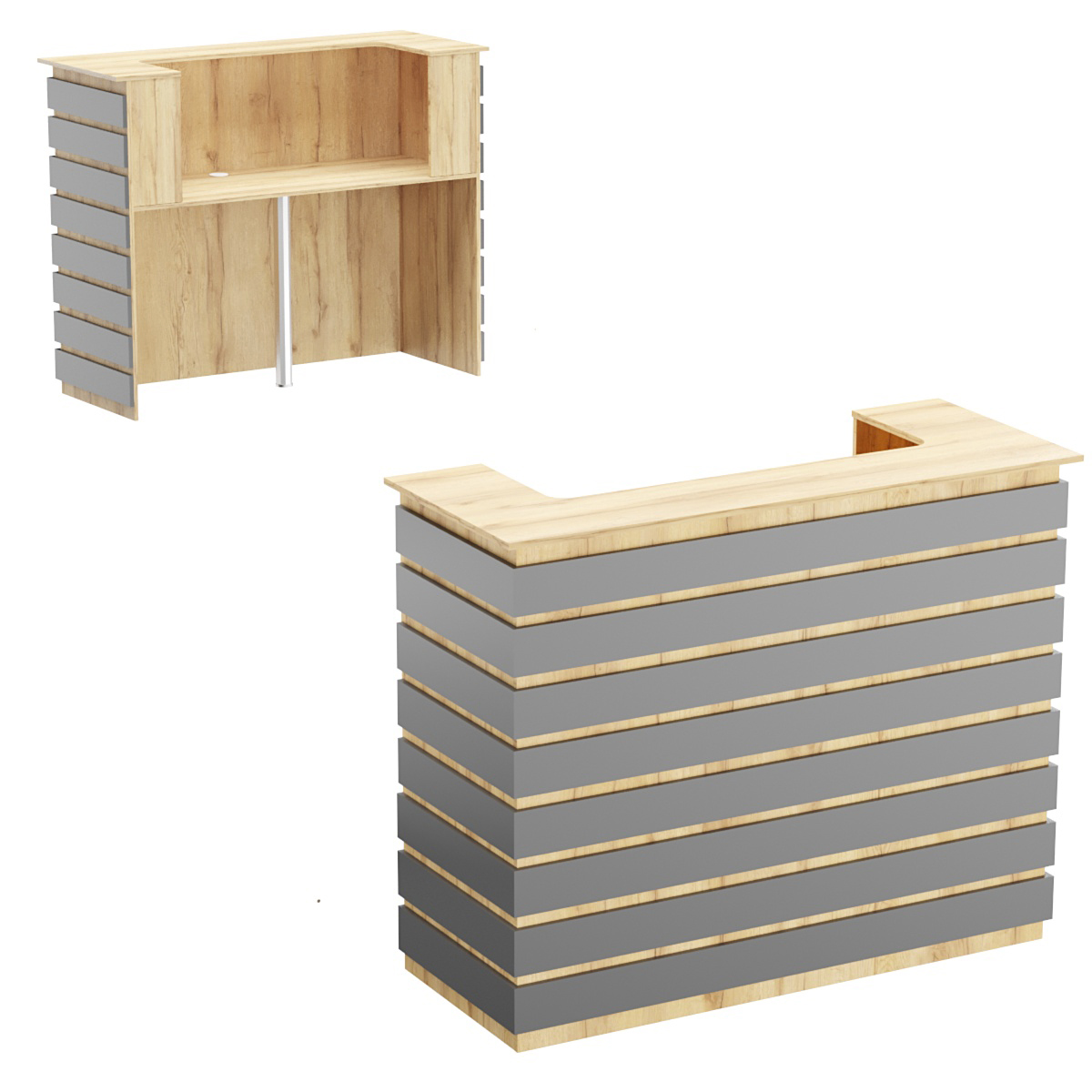 Стойка ресепшен ГРАУНД №4 Дуб Золотистый и Темно-Серый