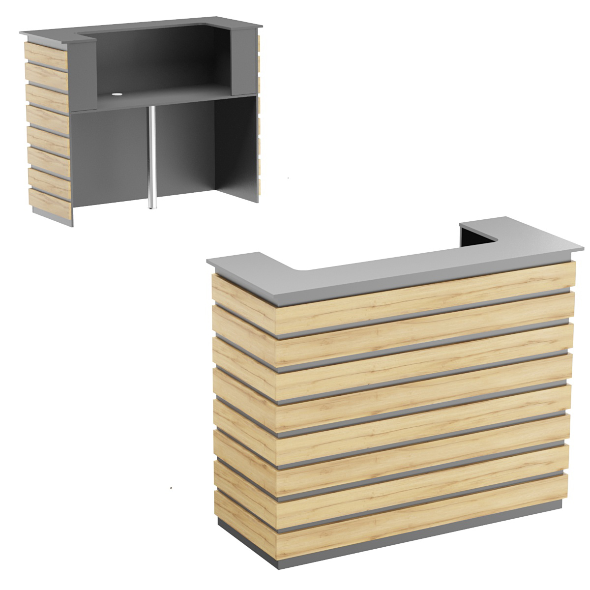 Стойка ресепшен ГРАУНД №4 Темно-серый и Дуб Золотистый