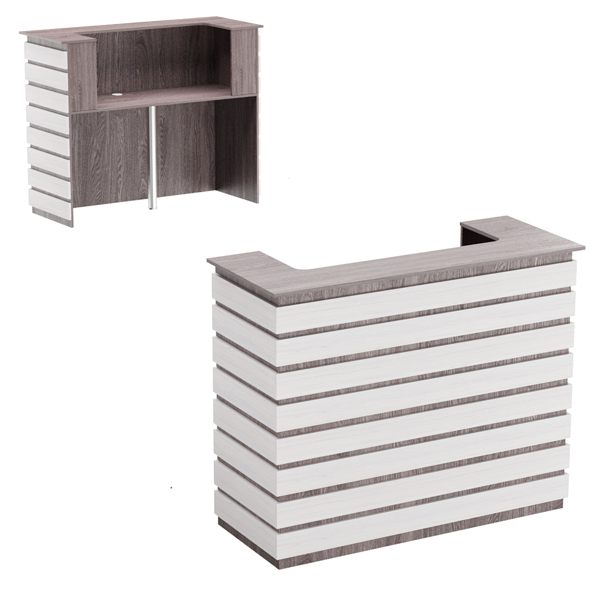 Стойка ресепшен ГРАУНД №4 Ясень Анкор темный + Ясень Анкор светлый