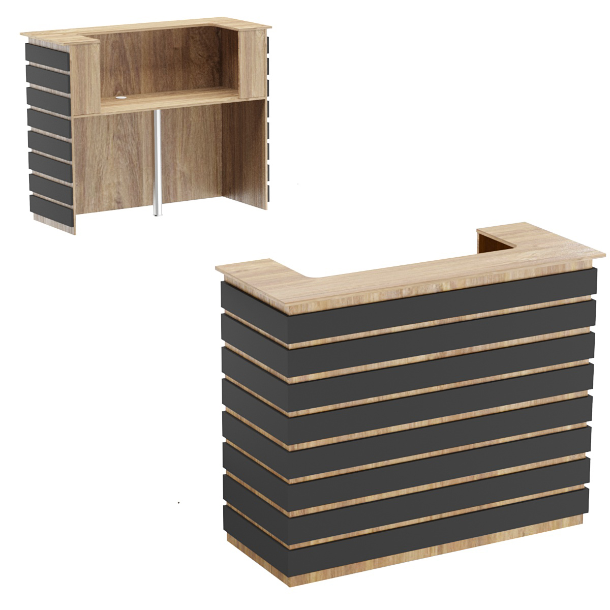 Стойка ресепшен ГРАУНД №4 Дуб Канзас коричневый + Черный