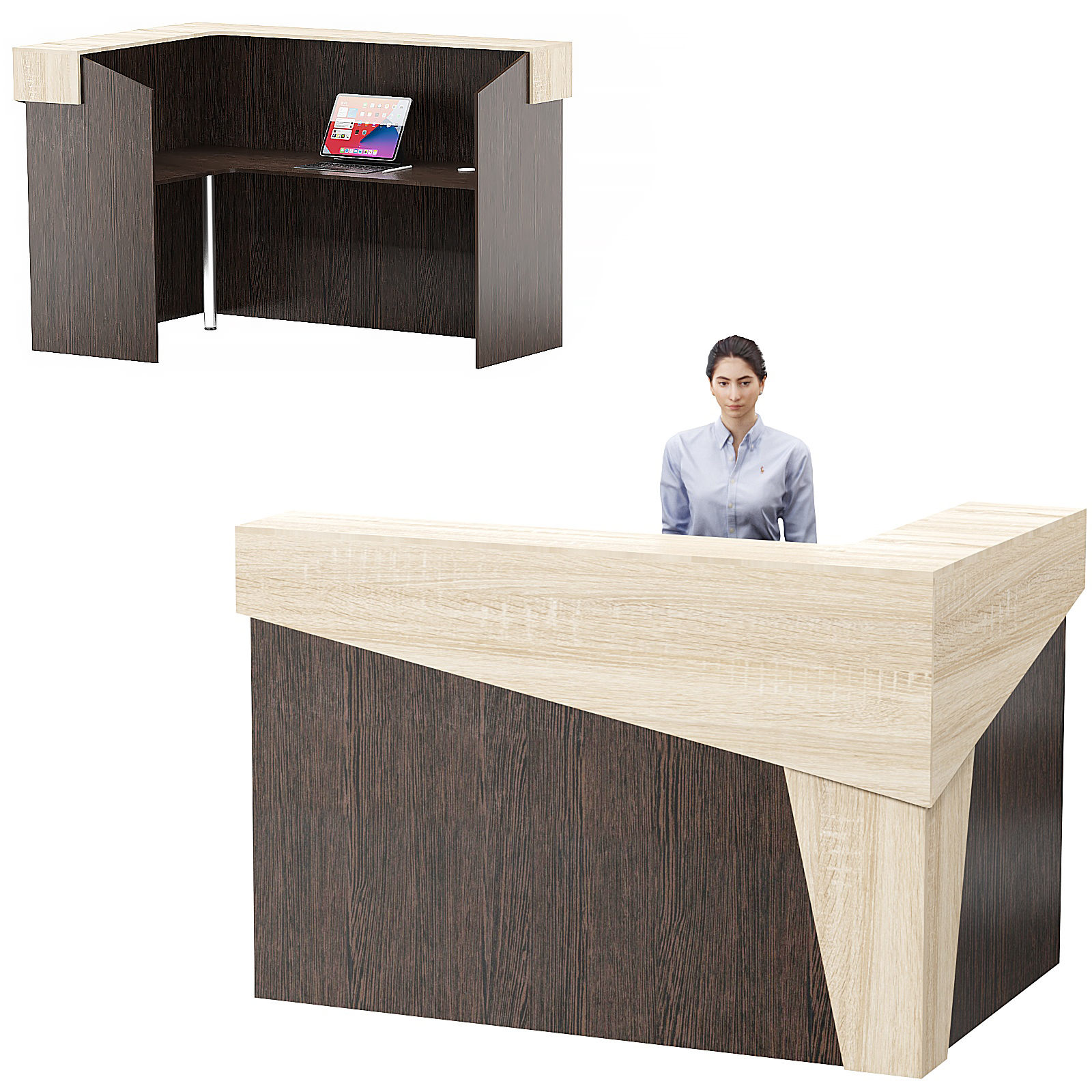 Стойка ресепшен АРТ №1 Дуб Венге и Дуб Сонома