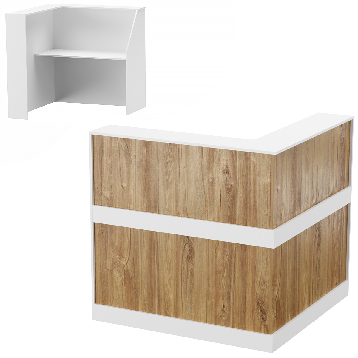 Стойка ресепшен ПРАКТИК №1А правосторонняя Дуб Канзас коричневый + Белый