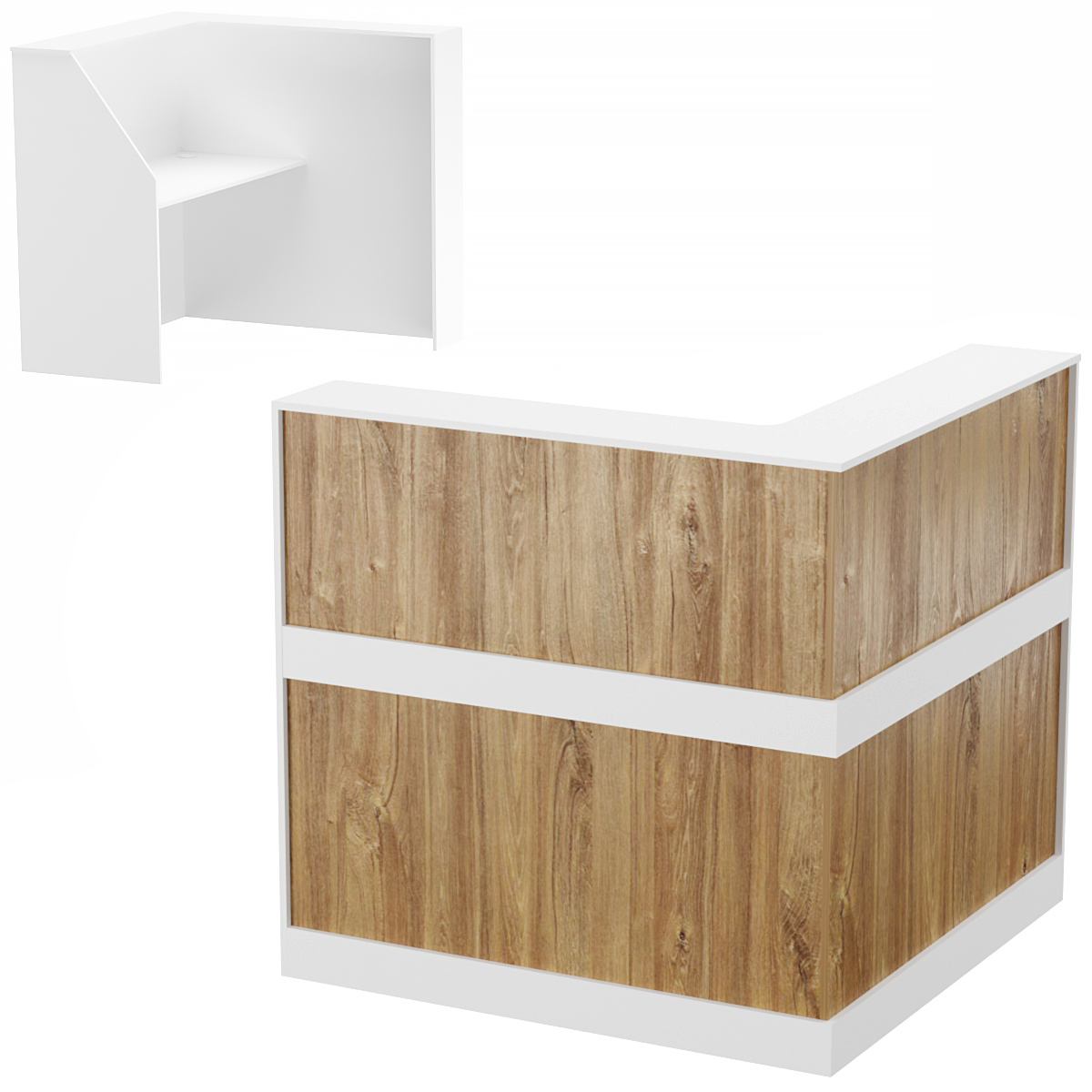 Стойка ресепшен ПРАКТИК №1Б левосторонняя Дуб Канзас коричневый + Белый