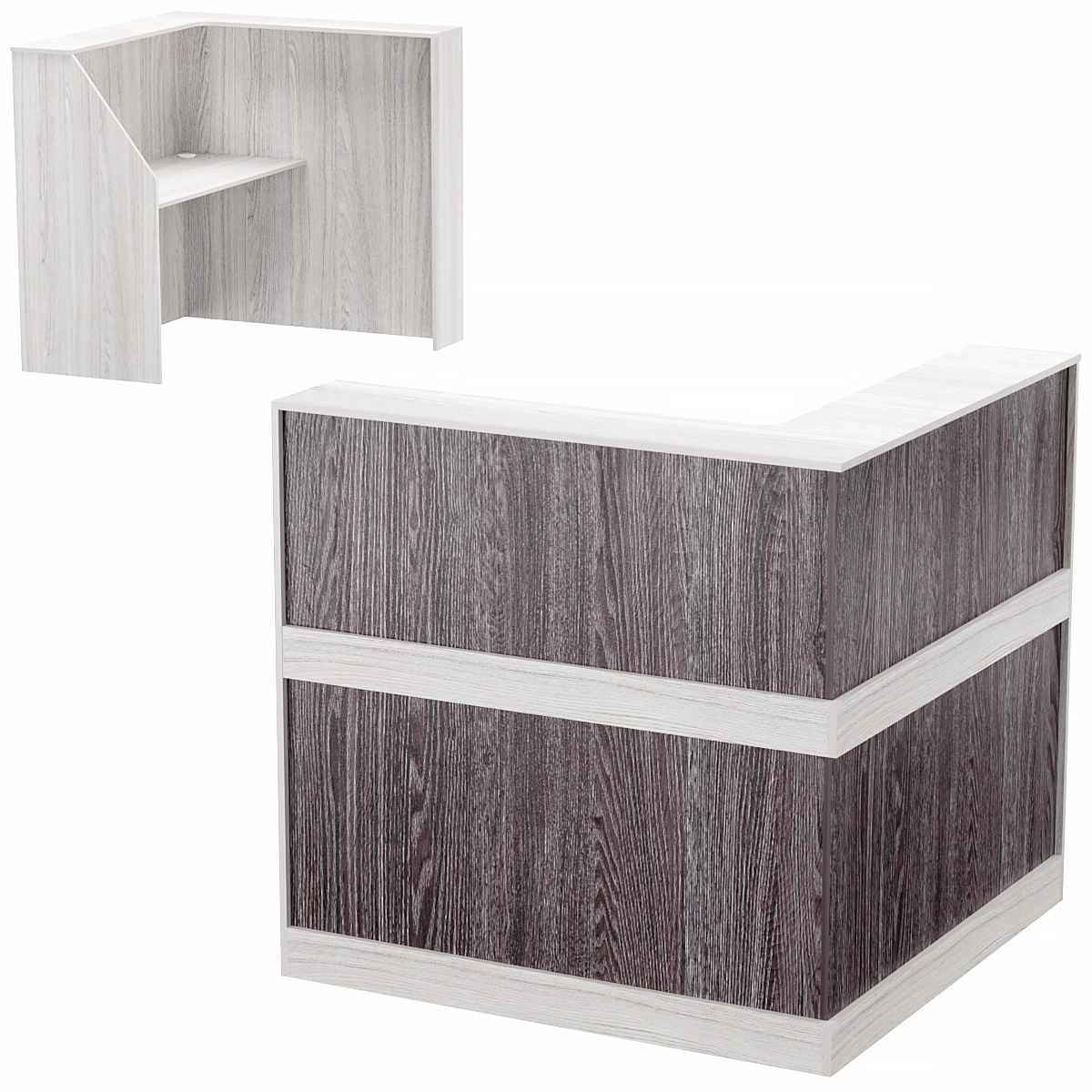 Стойка ресепшен ПРАКТИК №1Б левосторонняя Ясень Анкор темный + Ясень Анкор светлый