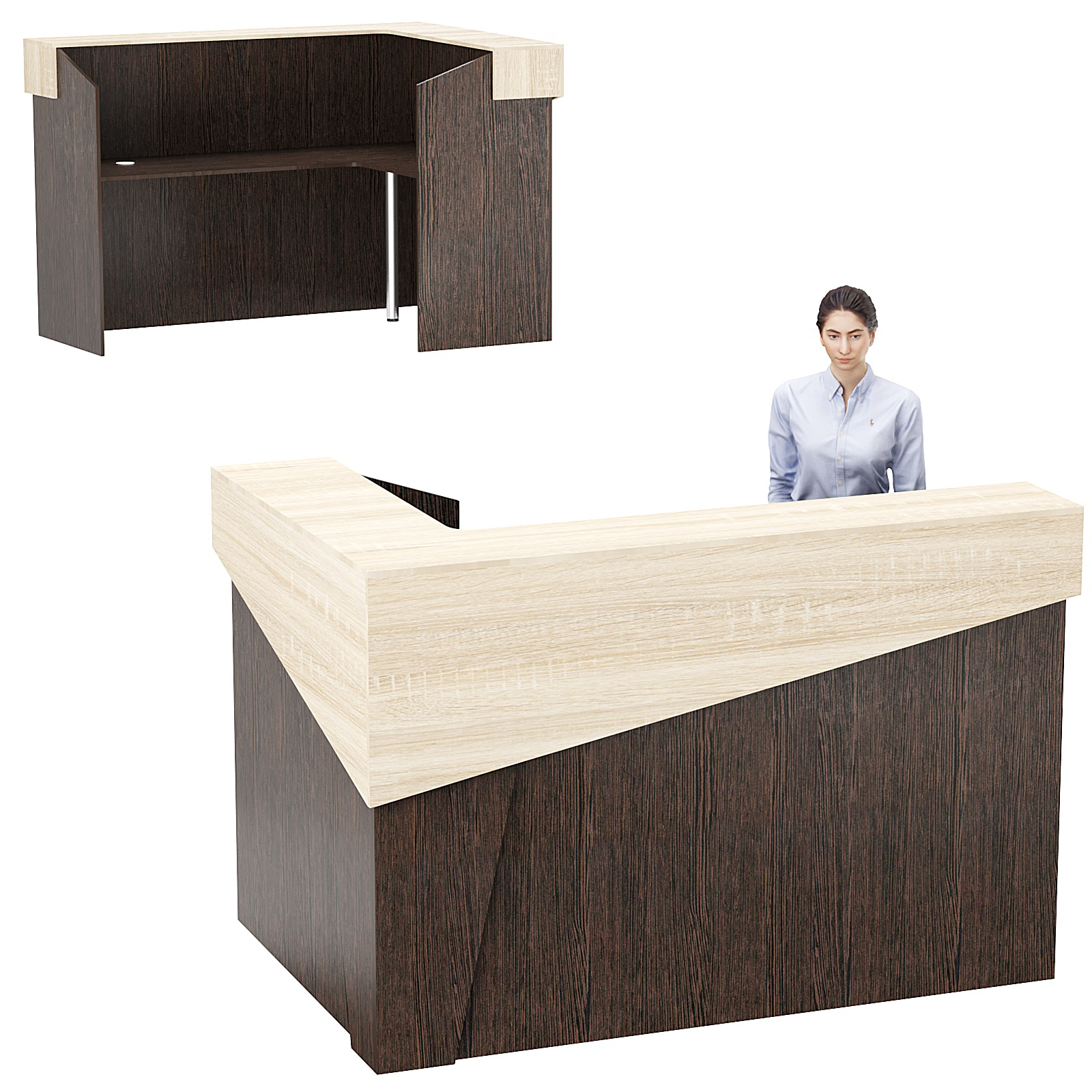 Стойка ресепшен АРТ №1A Дуб Венге и Дуб Сонома
