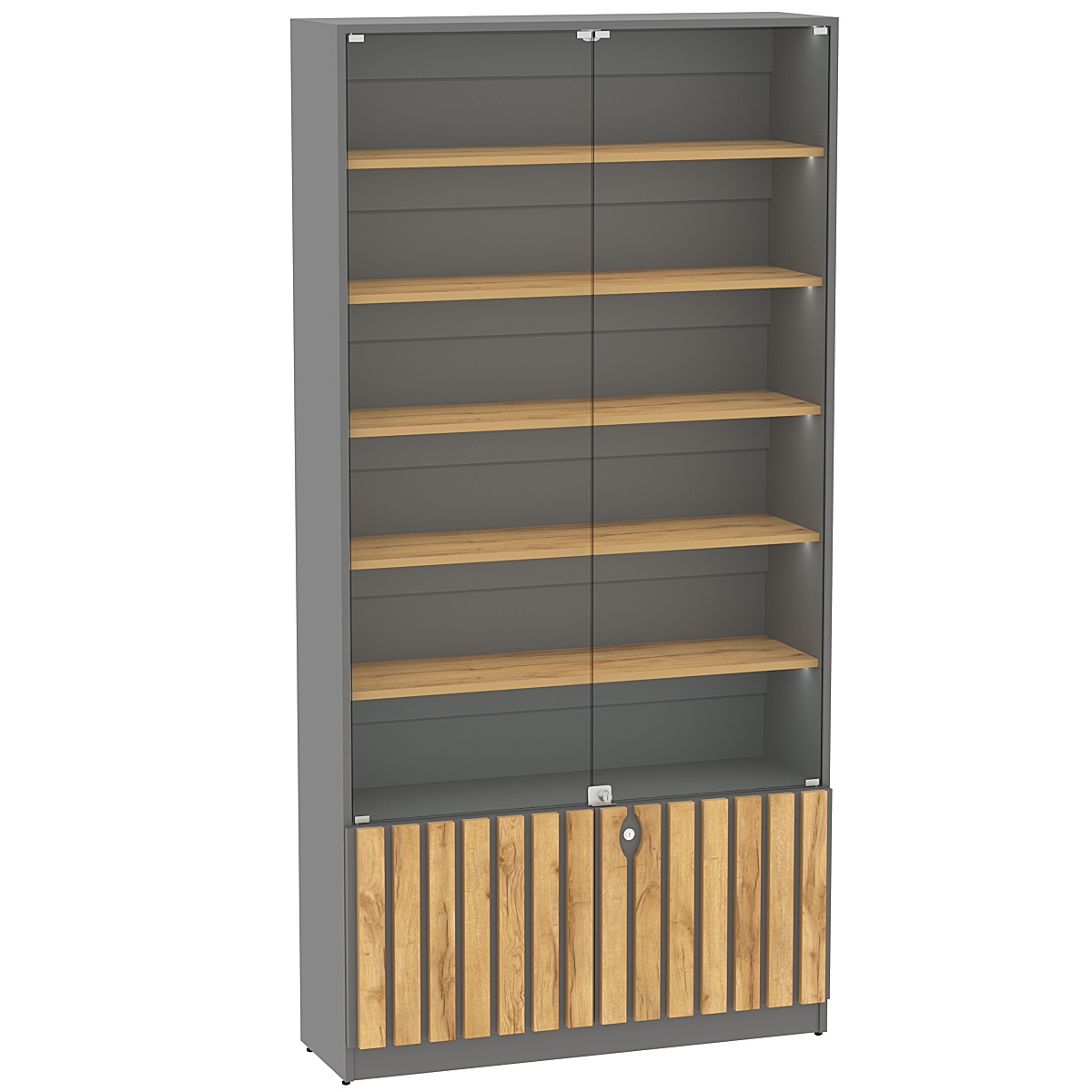 Витрина серии "Смок" №1 Дуб Золотистый и Темно-Серый