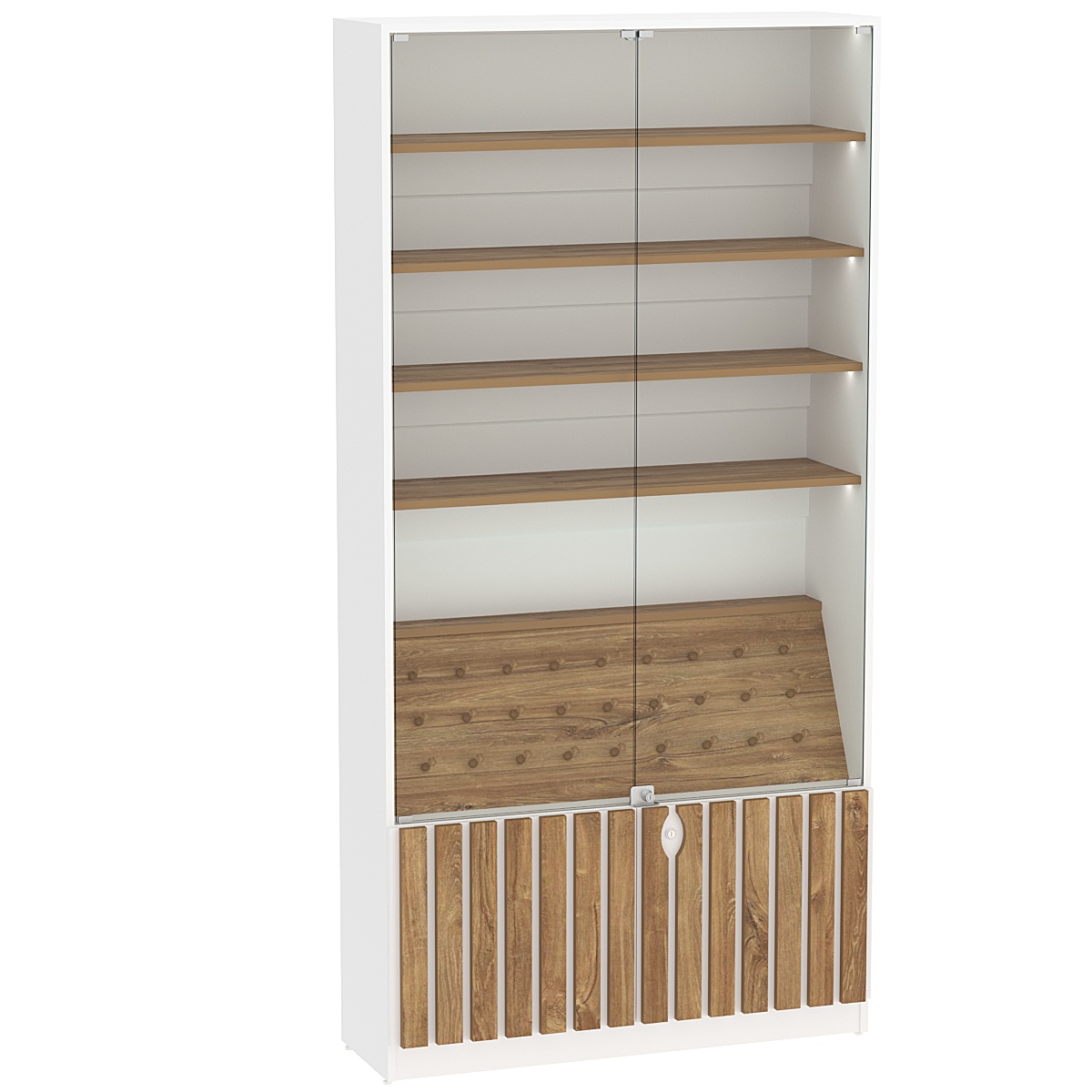 Витрина серии "Смок" №2 Белый + Дуб Канзас коричневый