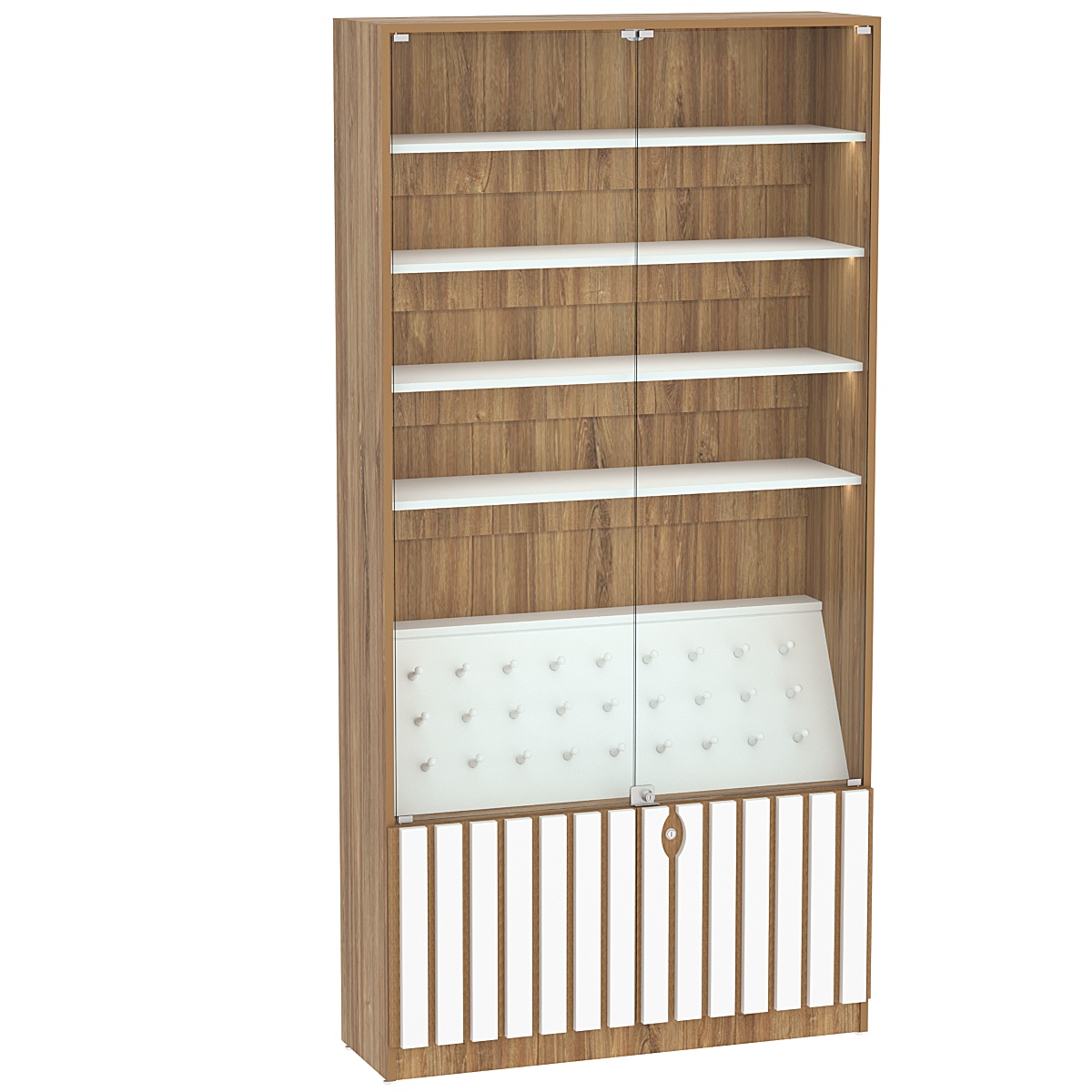 Витрина серии "Смок" №2 Дуб Канзас коричневый + Белый