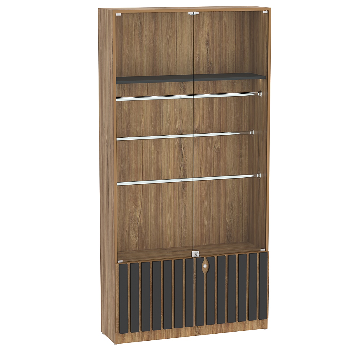 Витрина серии "Смок" №3 Дуб Канзас коричневый + Черный