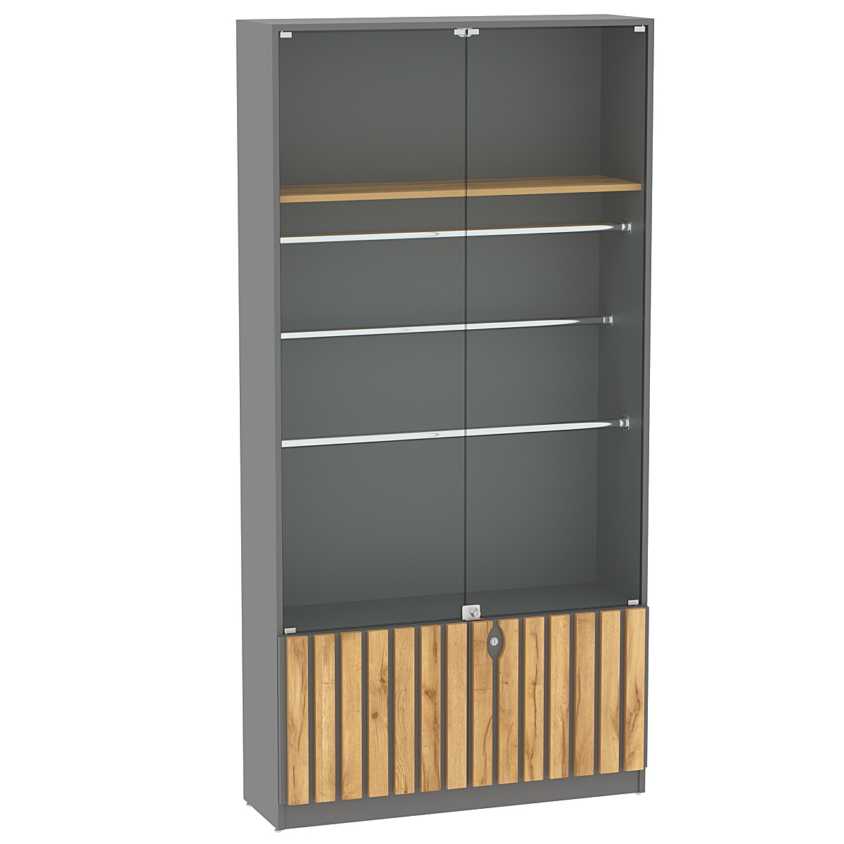 Витрина серии "Смок" №3 Дуб Золотистый и Темно-Серый