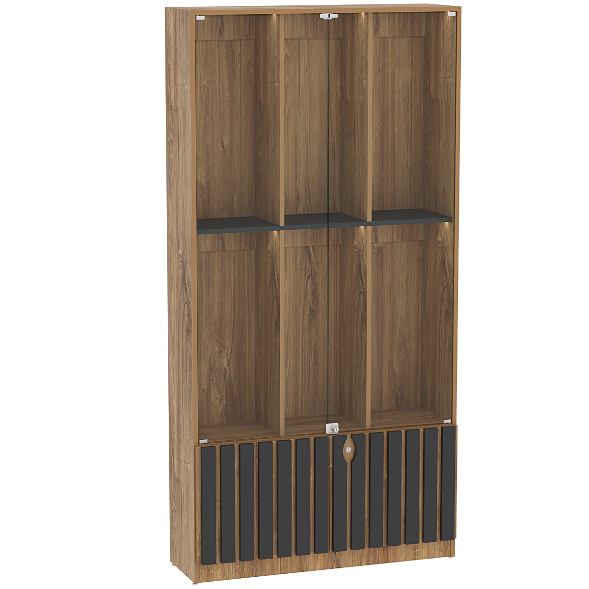 Витрина серии "Смок" №4-1000 Дуб Канзас коричневый + Черный