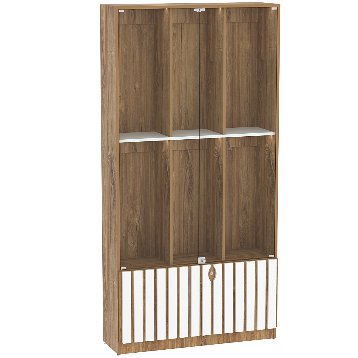 Витрина серии "Смок" №4-1000 Дуб Канзас коричневый + Белый